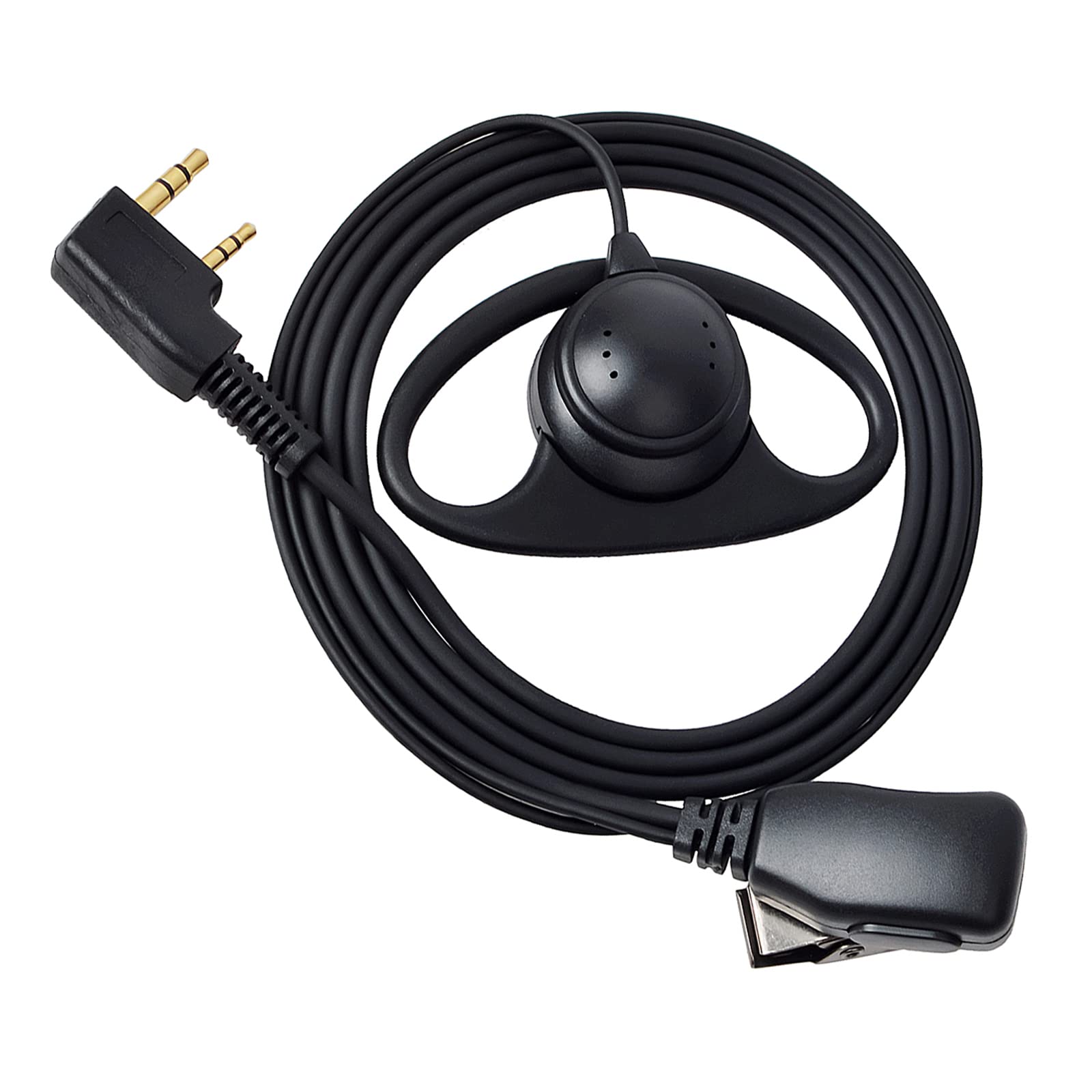 HYS D-Shaped Earpiece with Microphone & PTT Button - Compatible with Retevis, Kenwood, Baofeng UV-5R/UV-82/BF-888S, Wouxun Walkie Talkies (1 Pack) - Ideal for Security, Construction & Outdoor Communication