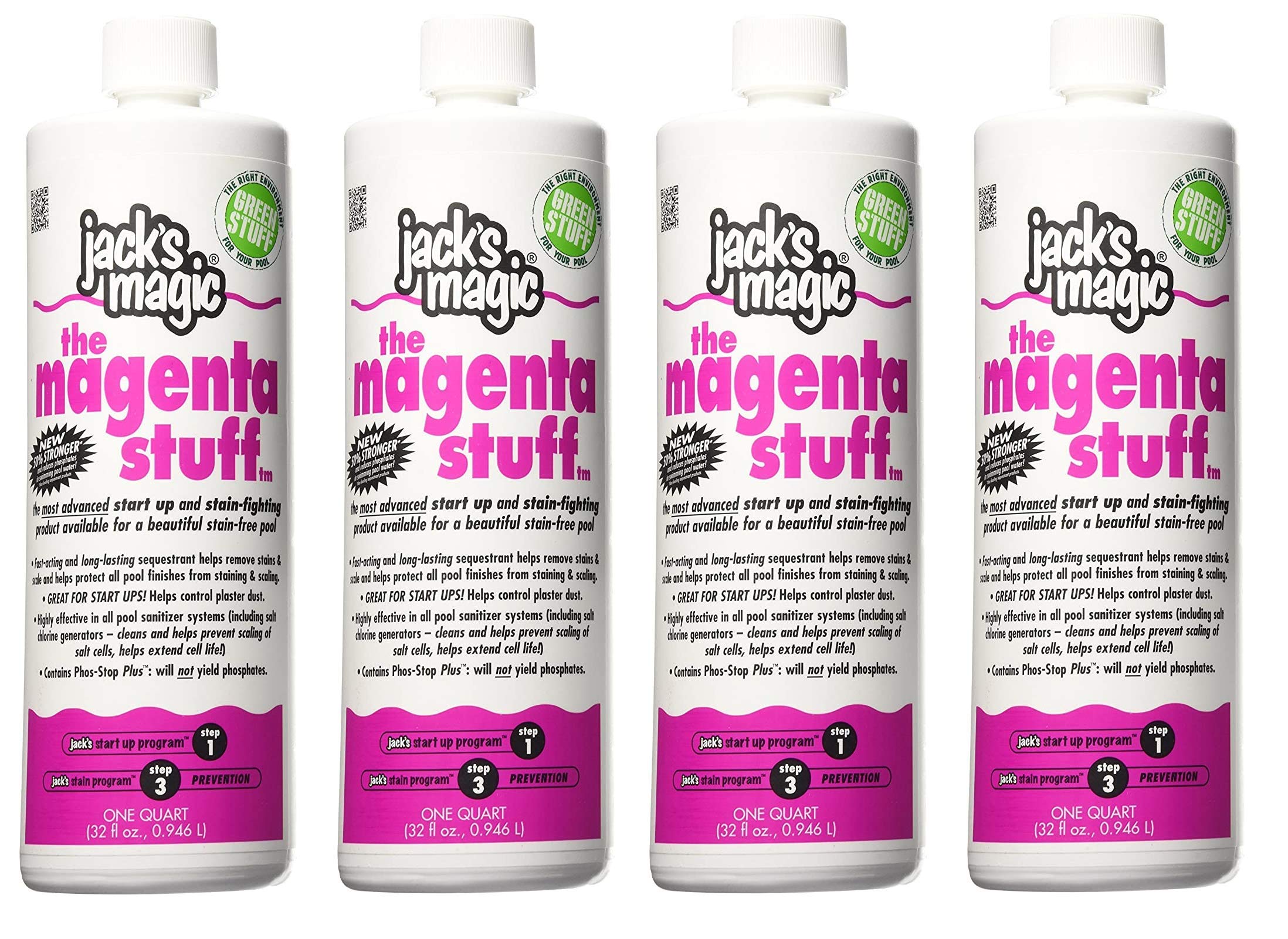 Jack's Magic The Magenta Stuff Pool Stain Remover - 32 Ounce (4 Pack) | Professional Swimming Pool & Spa Cleaner for Stain Removal & Maintenance