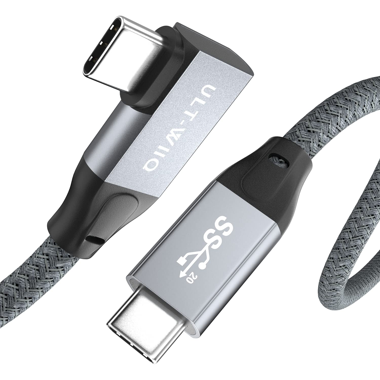 High-Speed USB C 3.2 Gen 2x2 Cable 100W 20Gbps - 90° Right Angle USB C to C Cable for 4K@60Hz Video - Compatible with Thunderbolt 3/4, MacBook, iPad Pro, Dell XPS - Perfect for Gaming, VR (Oculus Quest), and High-Performance Computing (9.9ft)