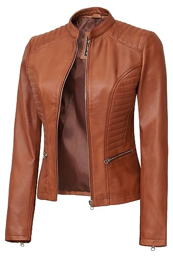 N185 - Brown Leather Jacket Women