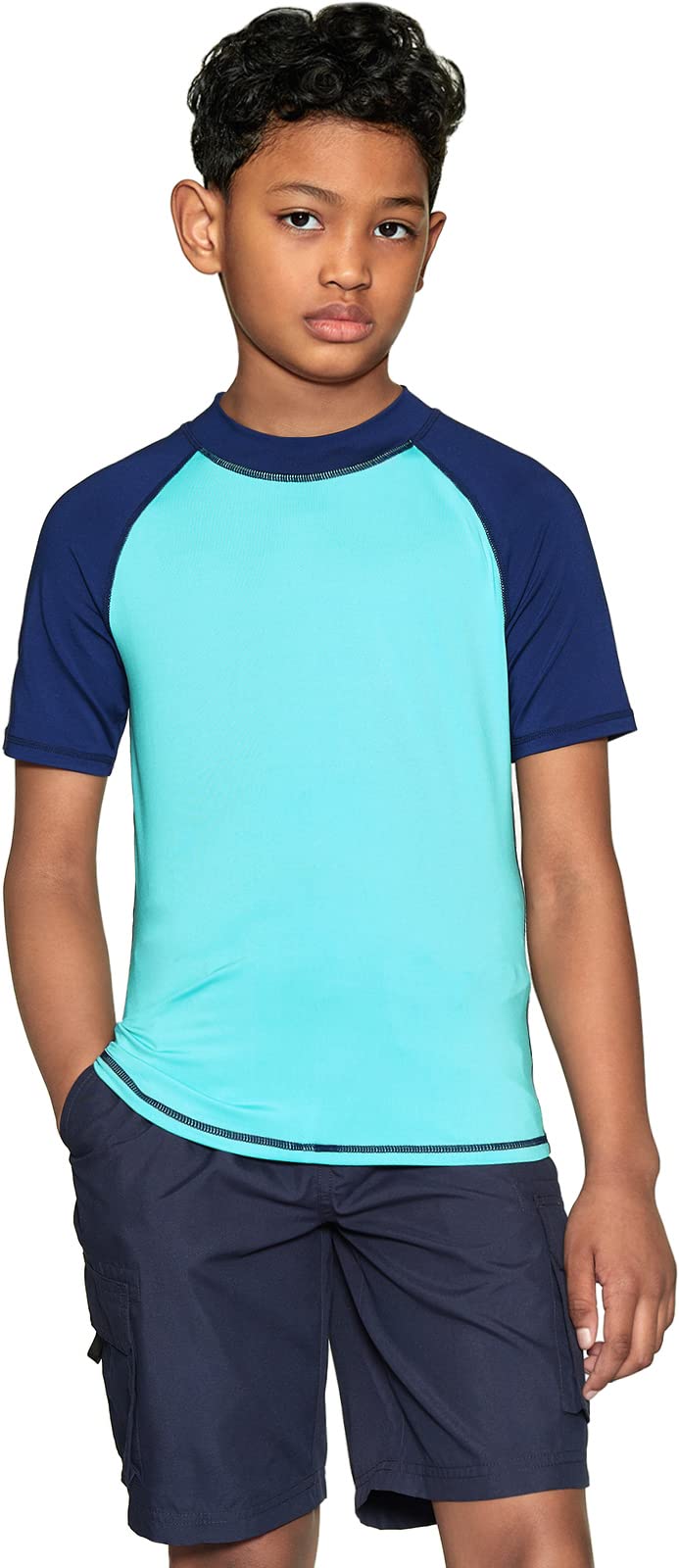 TSLA UPF 50+ Kids Sun Protection Rash Guard Shirt - Short Sleeve UV Swim Top for Boys & Girls - Perfect for Swimming, Surfing, Beach & Pool Activities