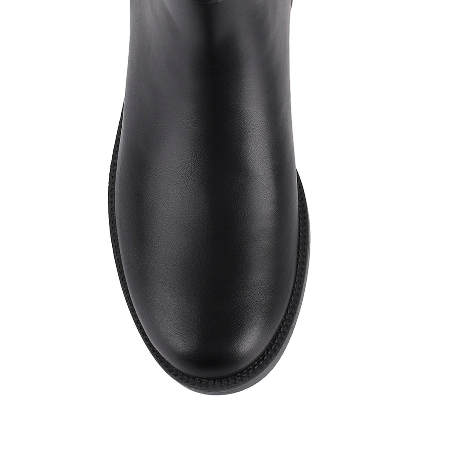 Gabe Flat Knee High Boots for Women - Black Leather Ankle Boots | Comfortable & Stylish Winter Boots for Casual Outfits, Office Wear, and Date Nights