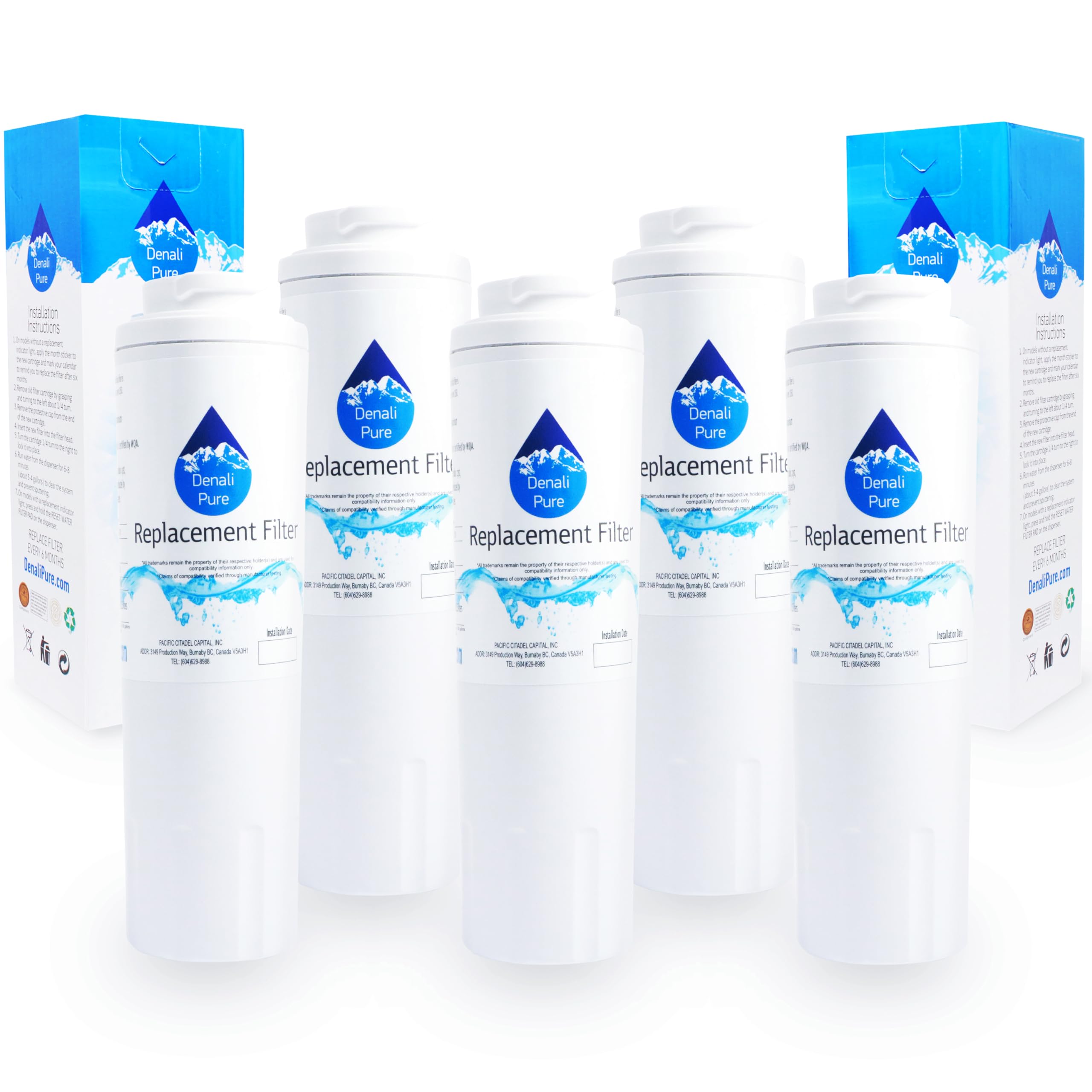 5-Pack AFI2538AEW4 Refrigerator Water Filter Replacement - Compatible with Maytag UKF8001 Fridge Filter Cartridge | Clean & Safe Drinking Water for Home & Office