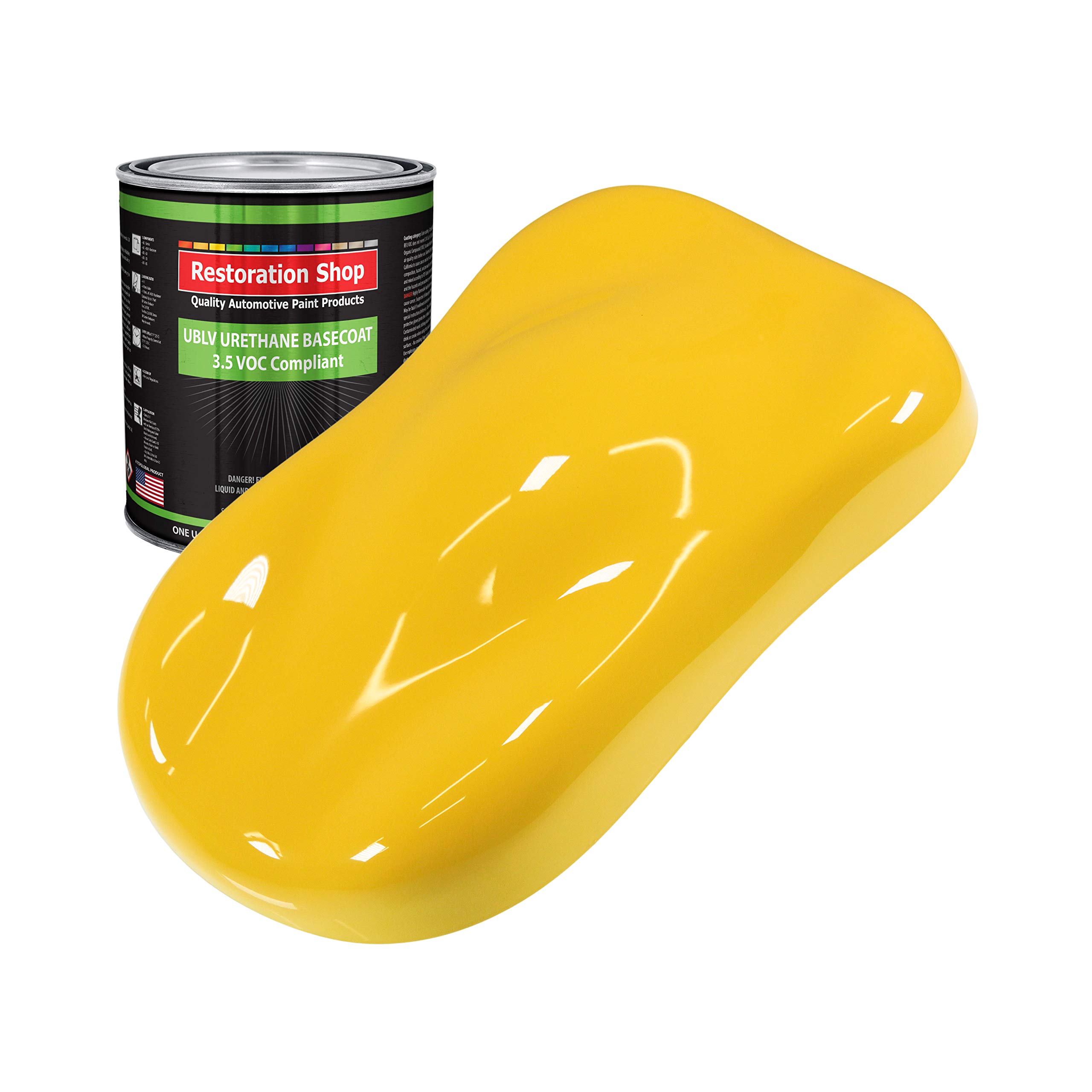 Restoration Shop Sunshine Yellow Low VOC Urethane Basecoat Auto Paint - 1 Quart High Gloss Professional Automotive Refinish Coating for Cars & Trucks | Perfect for DIY Auto Restoration & Touch-Up Projects