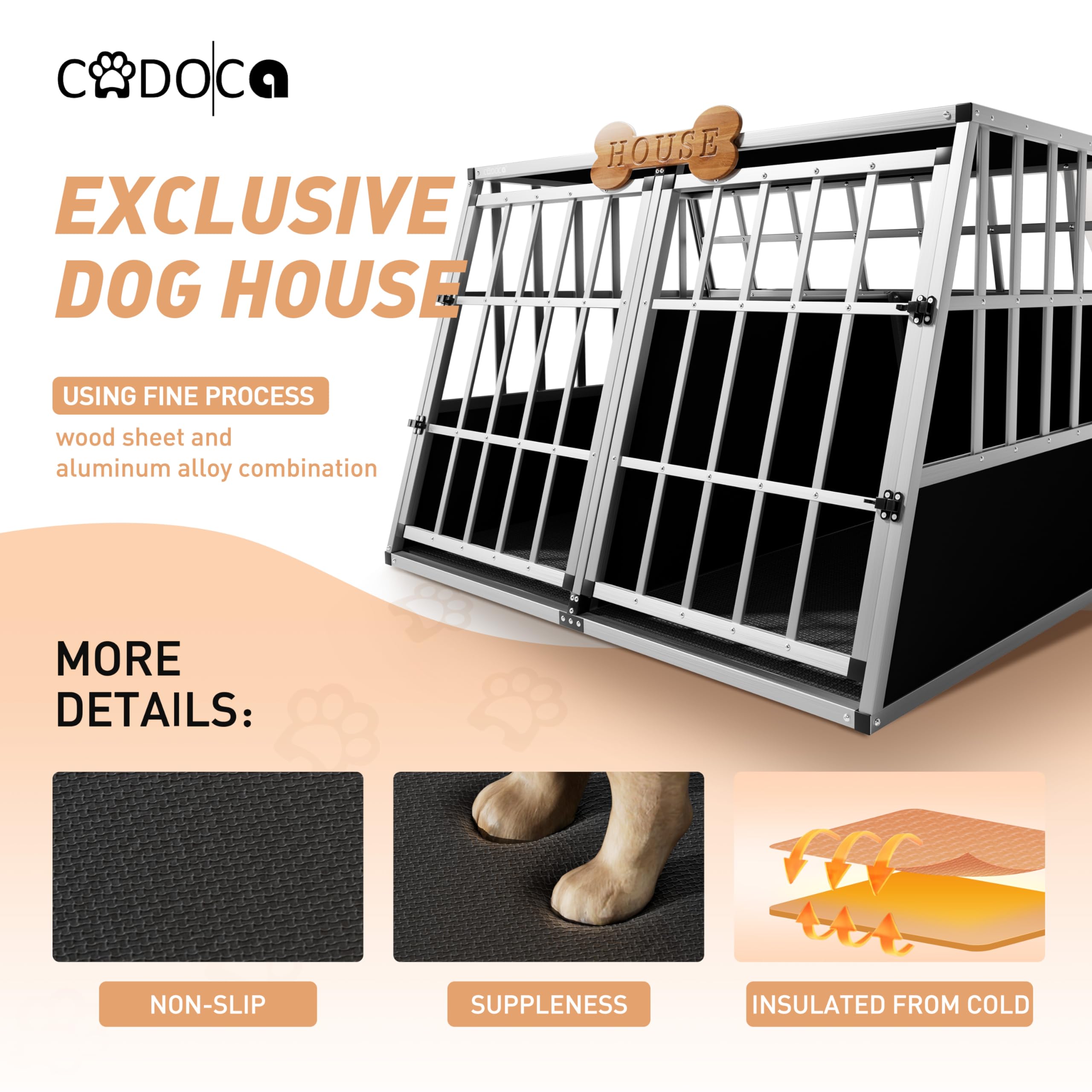 CADOCA® XXL Aluminum Pet Travel Crate for Cars - 97x90x70cm Lockable Dog & Cat Carrier Transport Cage | Durable Animal Crate for SUV Trunk & Road Trips | Perfect for Vet Visits, Camping & Air Travel
