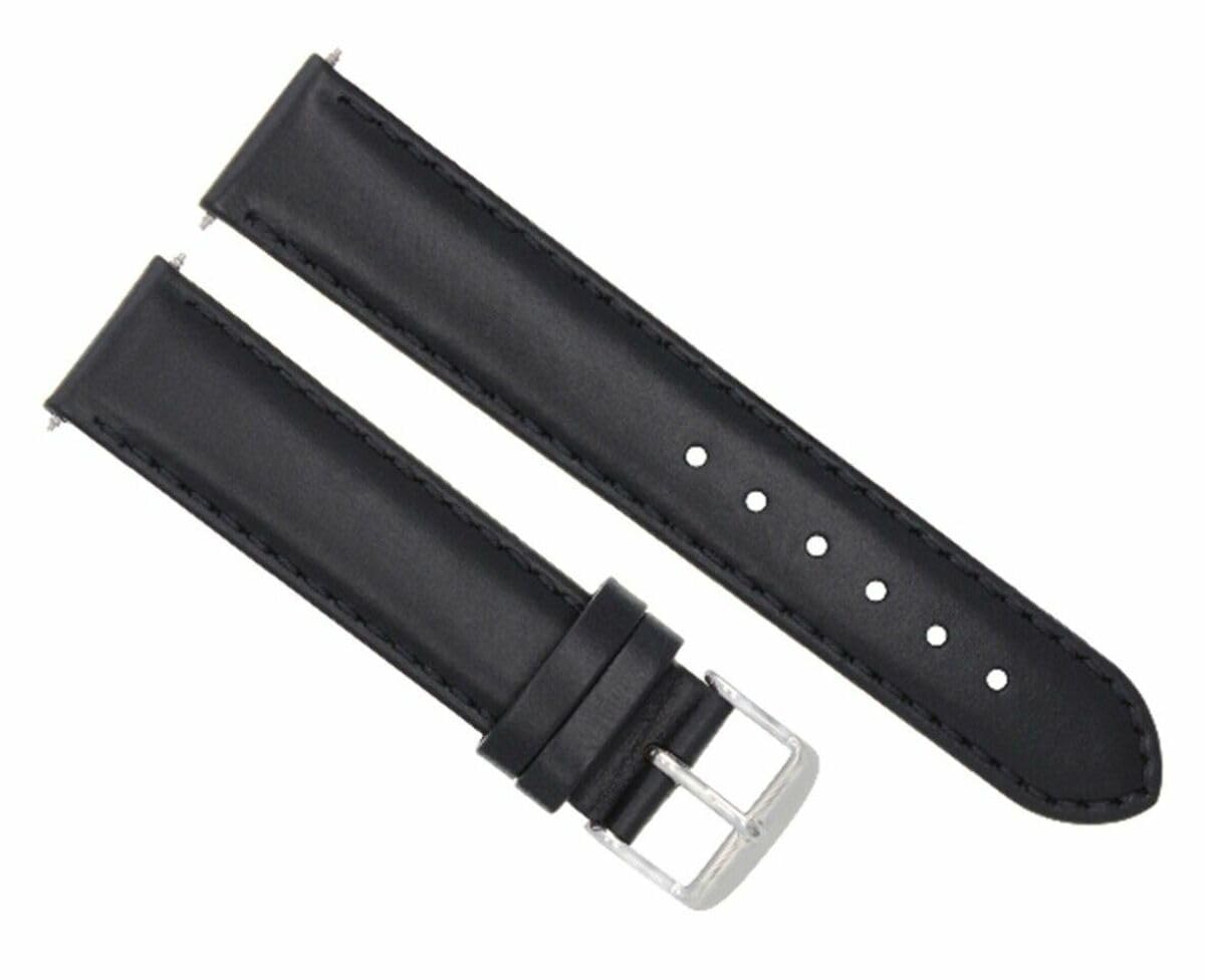 24mm Genuine Leather Watch Band Strap - Smooth Black Waterproof Replacement for Bulova UHF Sea King - Perfect for Diving, Swimming & Everyday Wear