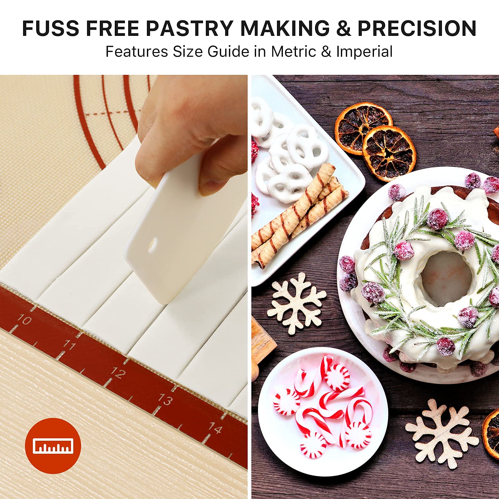 26x16 Inch Extra Thick Non-Slip Silicone Baking Mat with Measurement Marks - Reusable Cookie Sheet for Baking Bread, Pastry & Cookies | Perfect for Oven, Countertop & Kitchen Prep