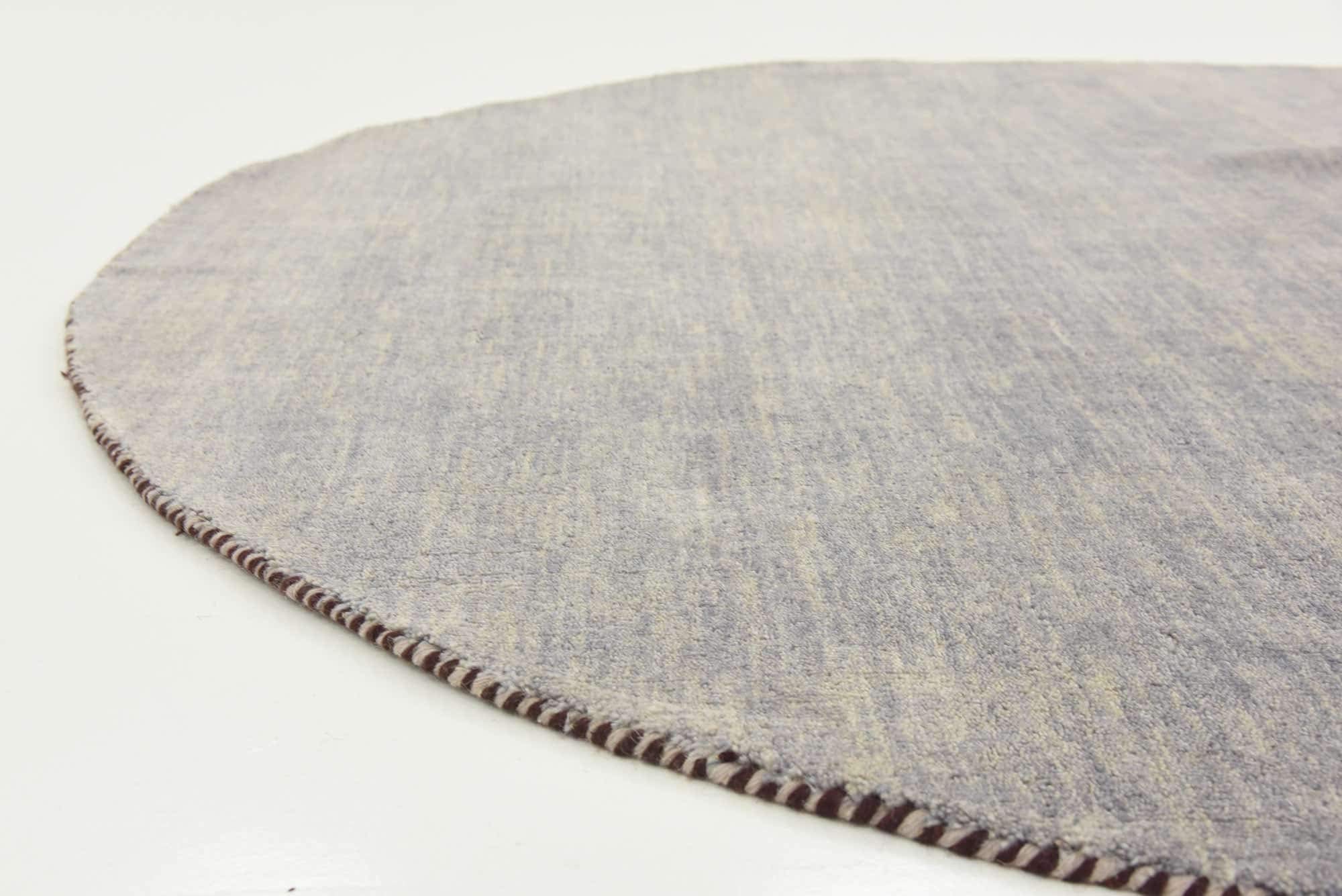 Unique Loom Solid Gava Collection 100% Natural Twisted Wool Modern Gray Round Area Rug (6' x 6') - Perfect for Living Room, Bedroom or Office Decor