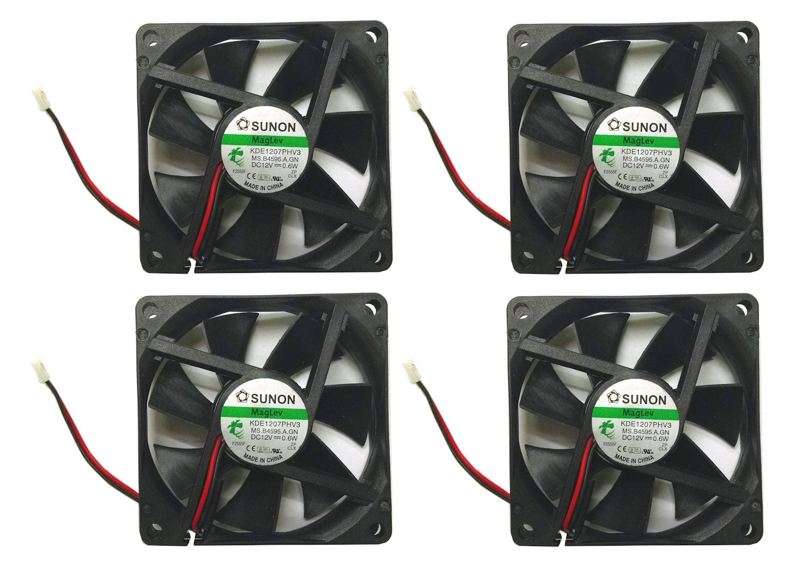 Sunon 4 Packs 70x70x15mm Vapo Bearing 12V DC Cooling Fan KDE1207PHV3 - for PC Cooling, Electronics, and DIY Projects