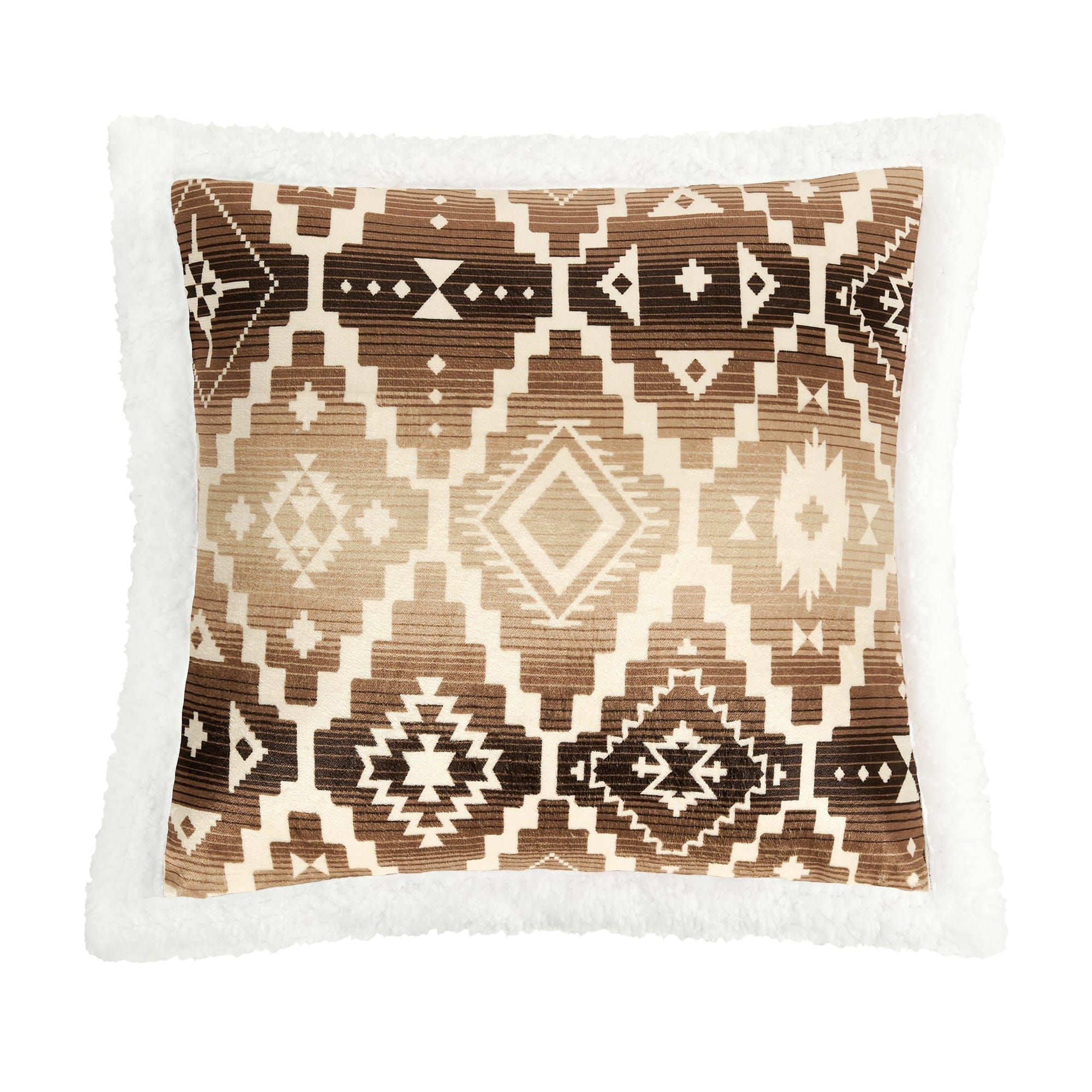Aztec Pattern Campfire Sherpa Pillow - Soft & Cozy Flannel Throw Pillow for Cabin, RV, and Outdoor Adventures - Perfect for Camping, Living Room Decor, and Cozy Nights by the Fire