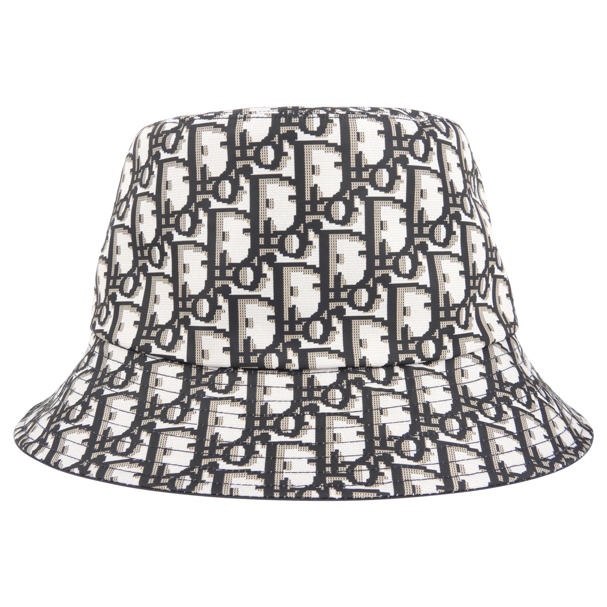 Dior Black Nylon Oblique Monogram Jacquard Canvas Reversible Bucket Hat - Luxury Designer Unisex Fashion Accessory for Streetwear, Travel & Outdoor Activities