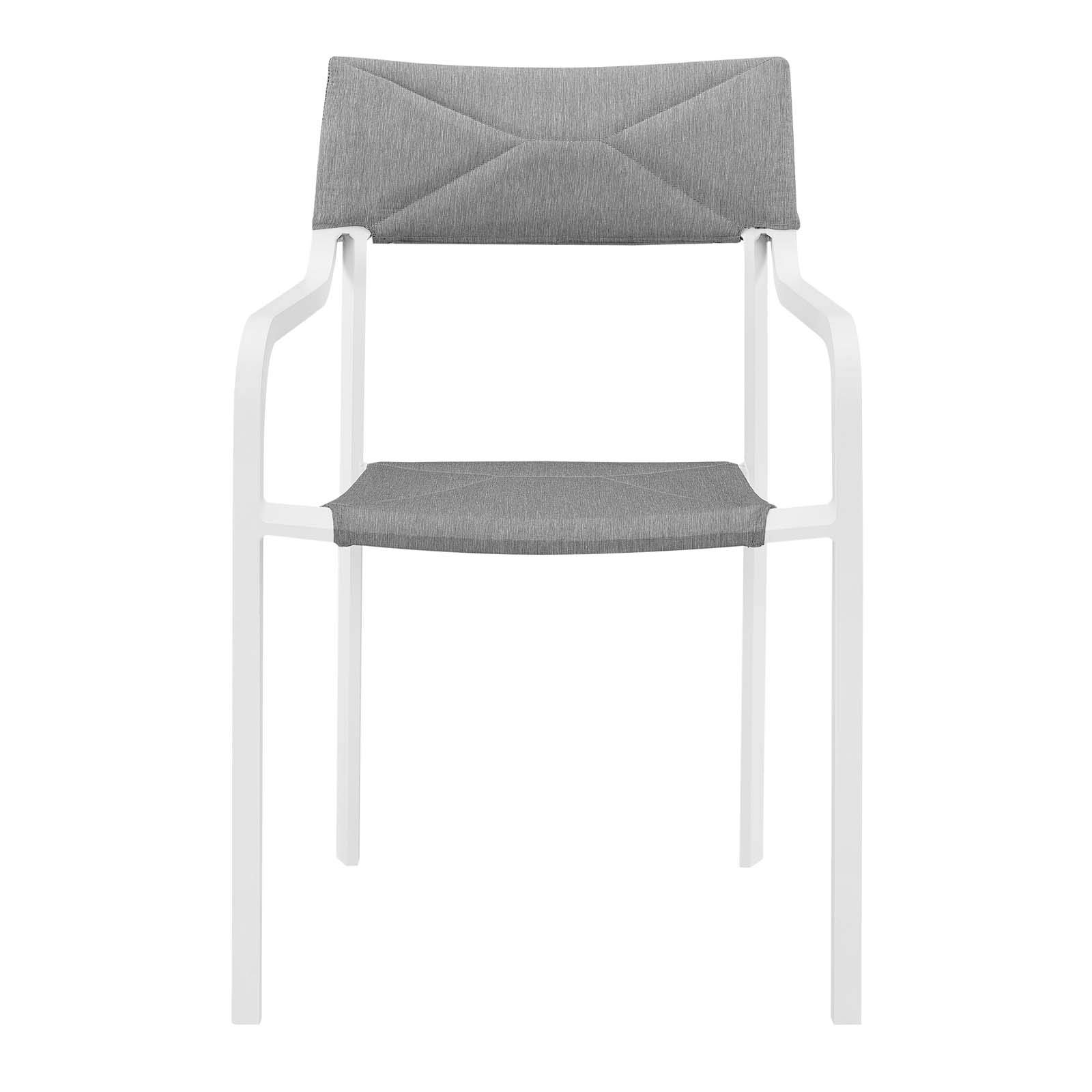 Modern Outdoor Patio Dining Armchair - Waterproof Fabric & Aluminum Frame - White & Gray - Perfect for Garden, Poolside, and Backyard Relaxation