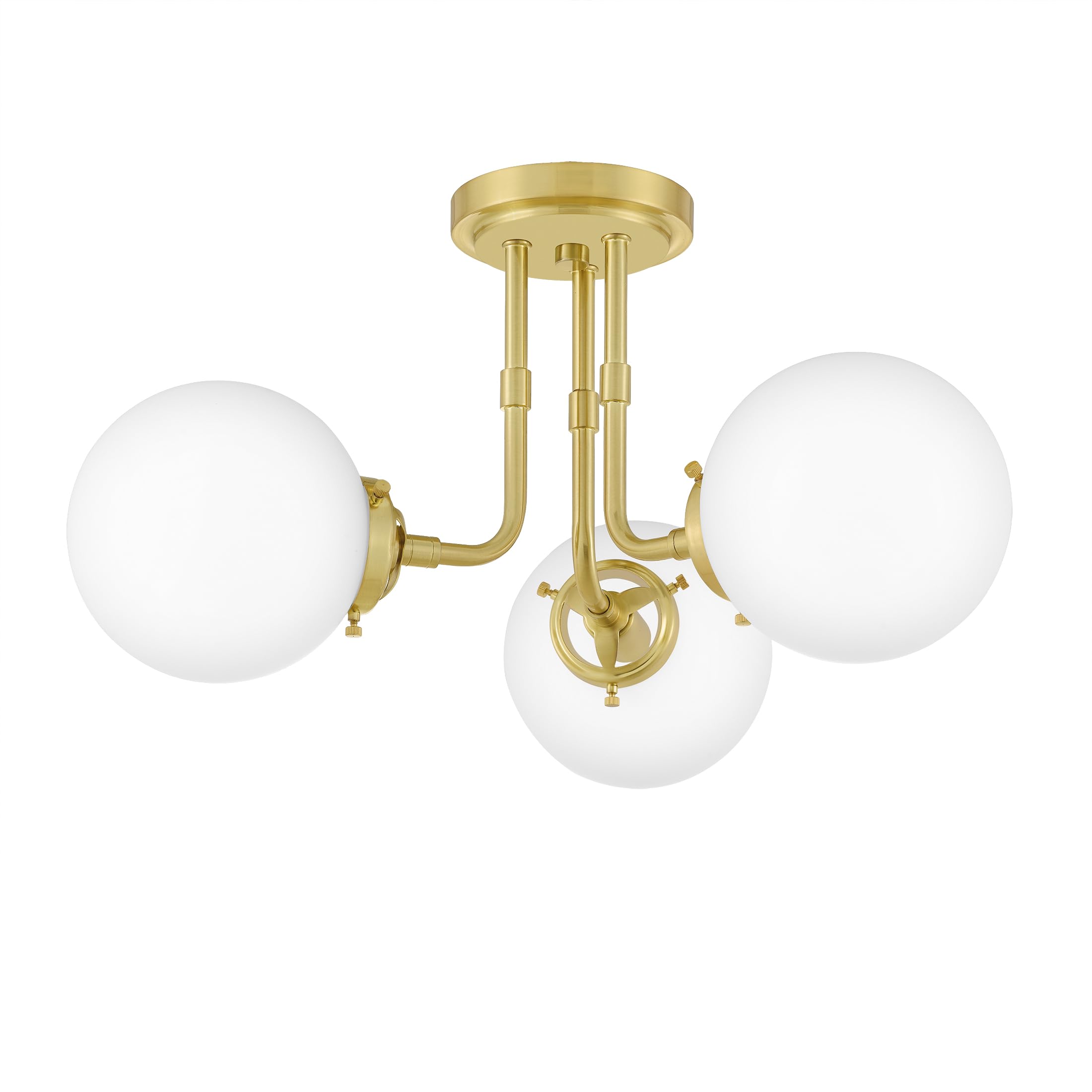 Quoizel Landry 3-Light Semi-Flush Mount Ceiling Fixture in Satin Brass - Modern Lighting for Bedroom, Hallway & Entryway