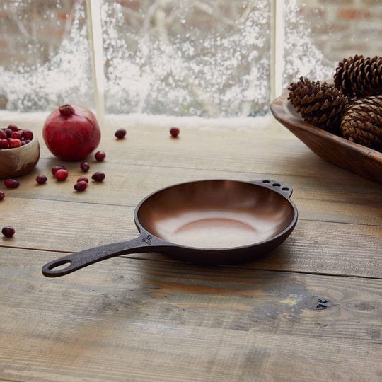 Premium Smithey Ironware 8-Inch Cast Iron Skillet - Handcrafted Polished Frying Pan with Curved Sides - Made in USA - Perfect for Camping, Grilling & Home Cooking