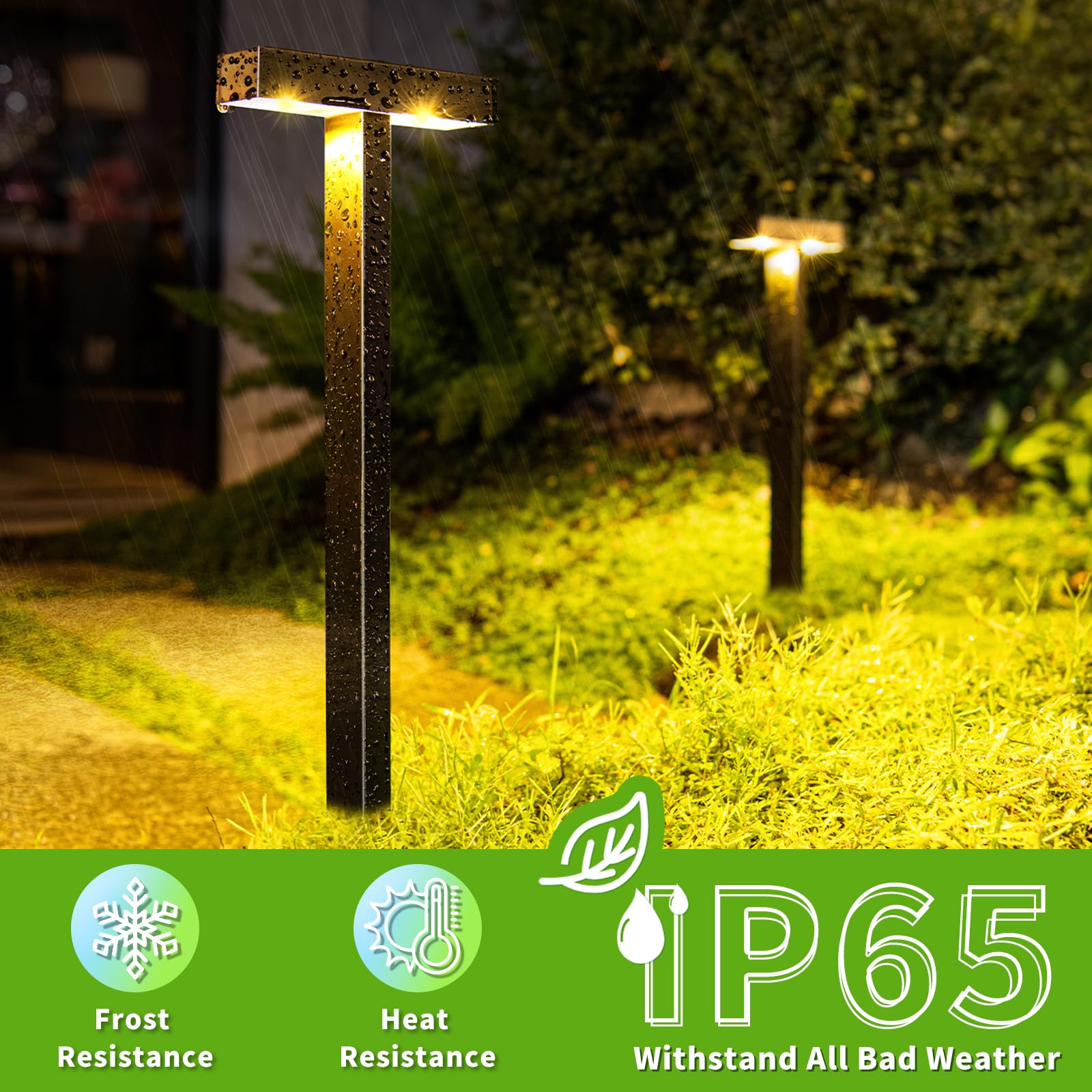 KINKAI 10-Pack Solar Pathway Lights Outdoor - Waterproof T-Shaped Solar Walkway Lights with Auto On/Off for Garden, Yard, Patio & Lawn - Warm White LED Landscape Lighting for Pathways, Driveways & Outdoor Decor