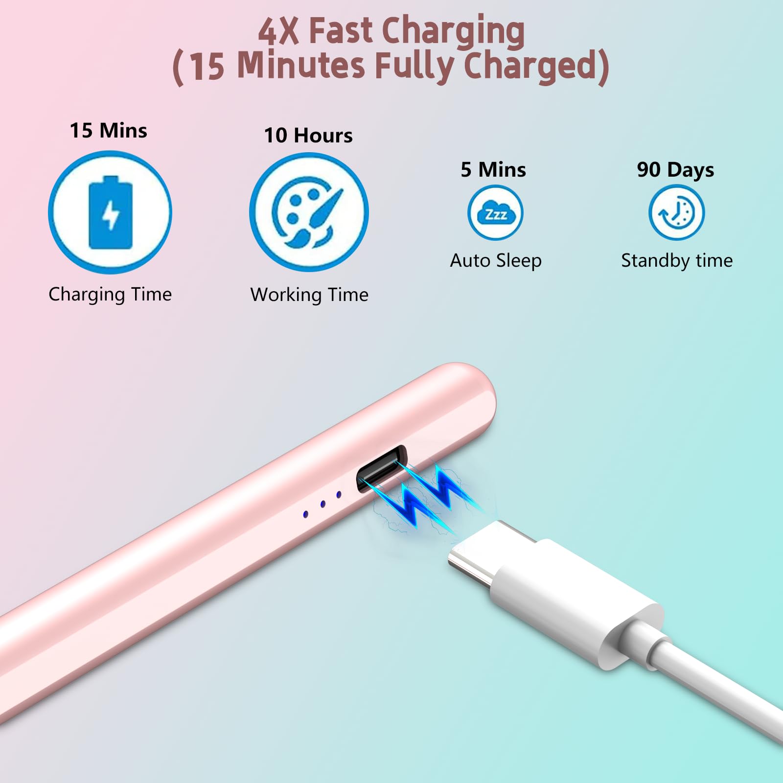 Premium Stylus Pen for iPad (2018-2024 Models) - Fast Charging Apple Pencil Alternative with Storage Case - Compatible with iPad Pro/Air/Mini 10th/9th/8th Gen - Perfect for Digital Art, Note Taking & Professional Work (Rose Gold)