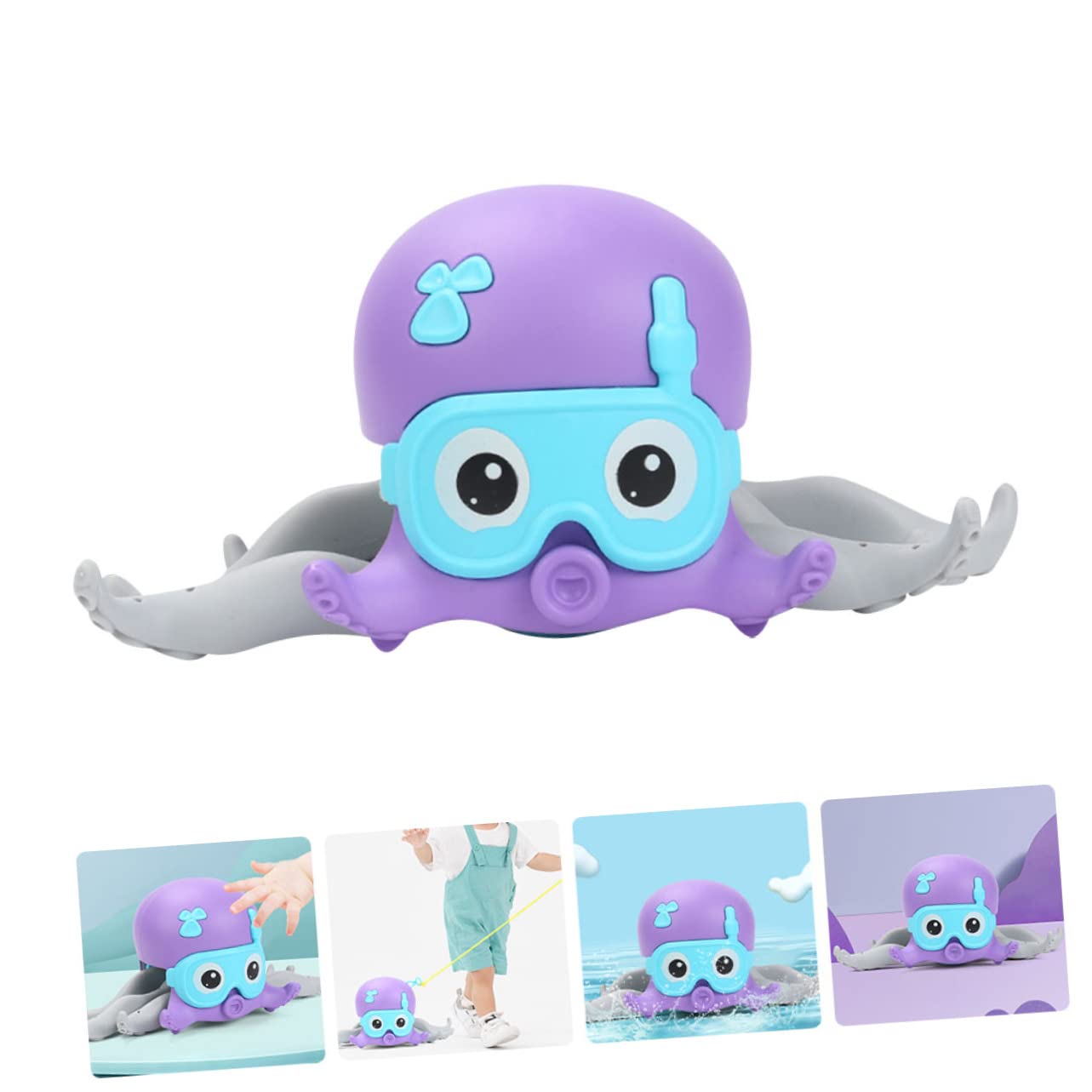 Fun Swimming Octopus Toy for Kids - Purple Plastic Underwater Bath Toy for Boys & Girls - Perfect for Pool, Bathtub & Beach Playtime