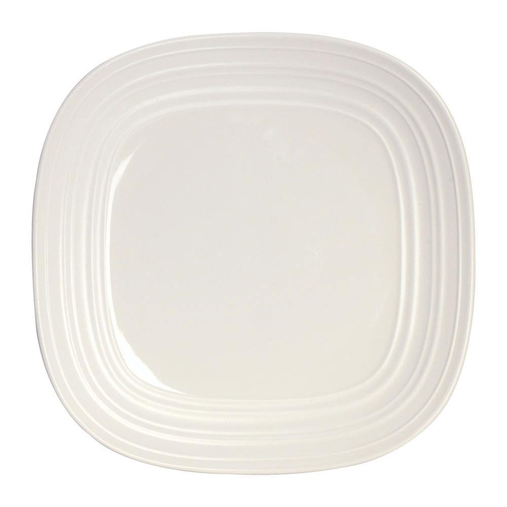 16-Piece White Square Dinnerware Set - Service for 4, Modern Swirl Design for Everyday Dining & Entertaining | Dishwasher & Microwave Safe