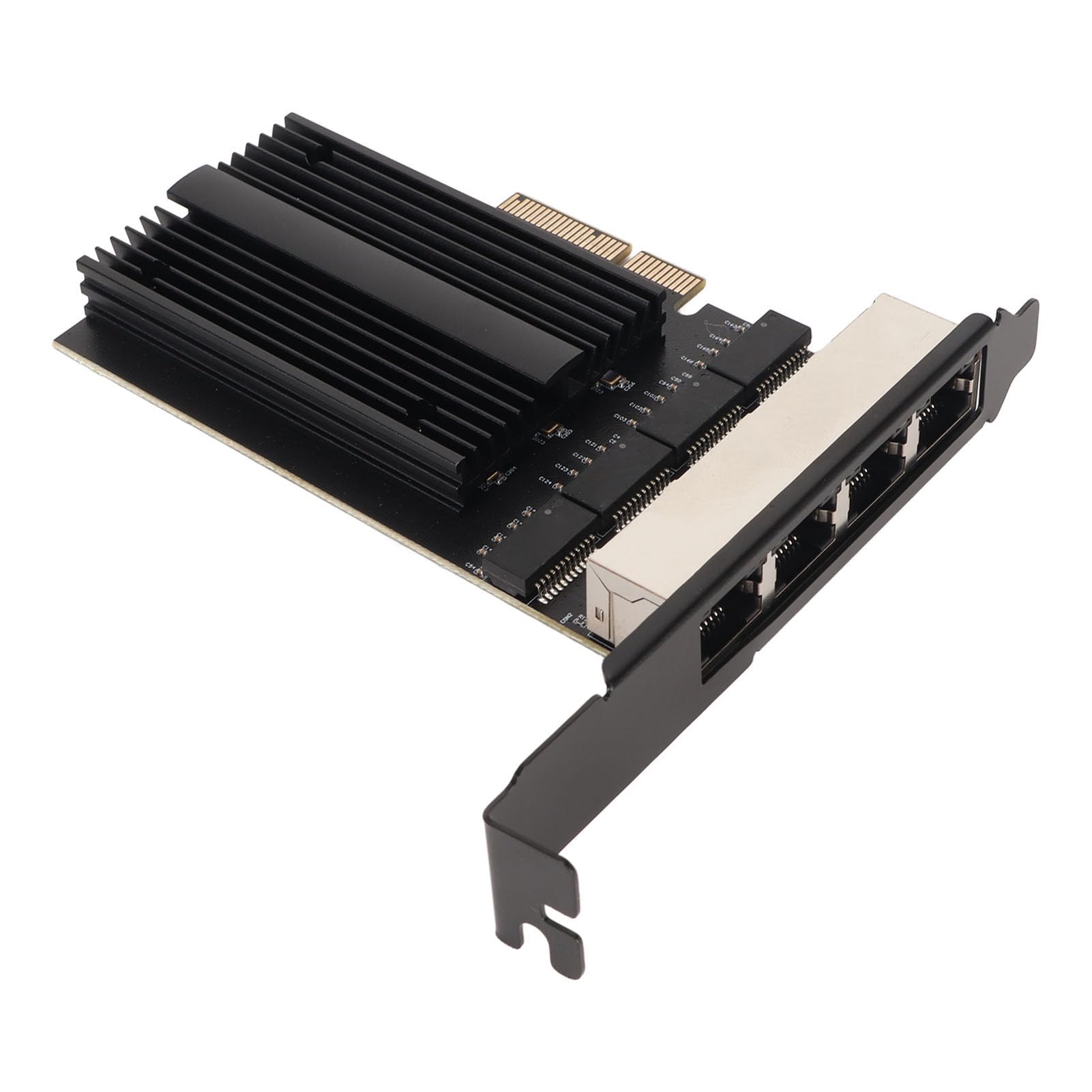 4 Port RJ45 Gigabit Ethernet PCIe Network Card - 10/100/1000/25000 Mbps PCI Express Adapter for Windows & Linux - High-Speed Gaming & Office Networking Solution for Multi-Device Connectivity
