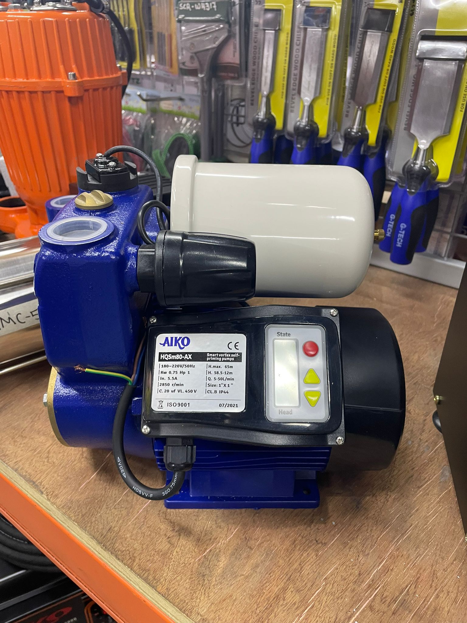 Aiko 220V 1 Outlet 1Hp Motor Smart Self Priming Auto Booster Pump WP HQSM80 AX - Ideal for Home Water Pressure Boosting, Garden Irrigation & Small Industrial Applications