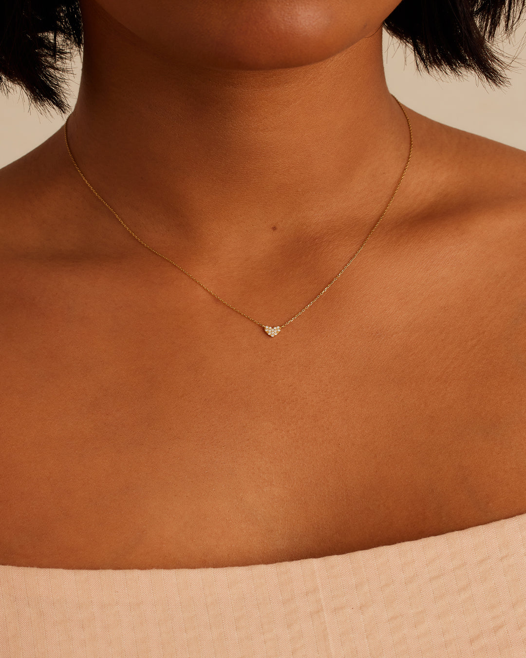 14K Gold Diamond Pavé Mini Heart Necklace for Women - Elegant Valentine's Day Gift, Anniversary Present & Everyday Jewelry