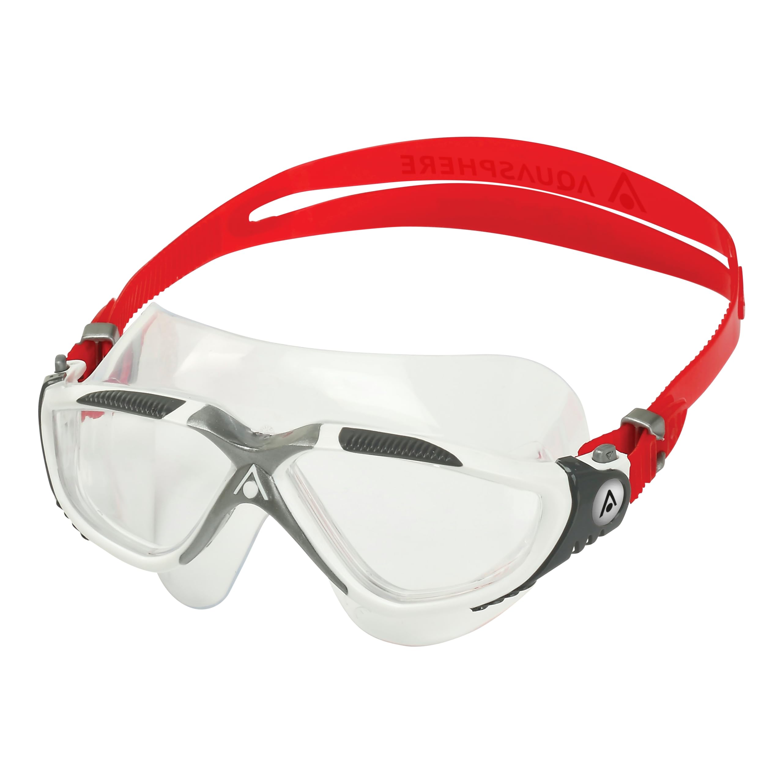 AquaSphere Unisex Adult Vista Swimming Goggles - Anti-Fog, UV Protection, Comfort Fit for Men & Women - Ideal for Lap Swimming, Triathlon Training & Open Water Swimming (Red/White, One Size)