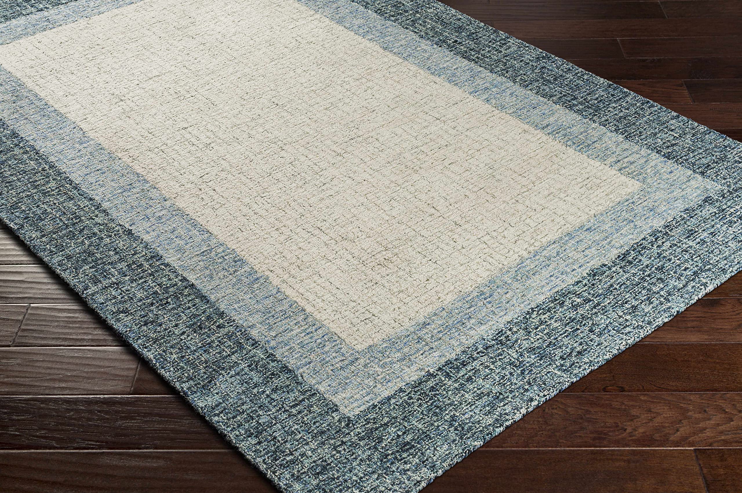 Modern Hauteloom Padada Wool Area Rug for Living Room & Bedroom - Soft Beige & Blue - 8'10