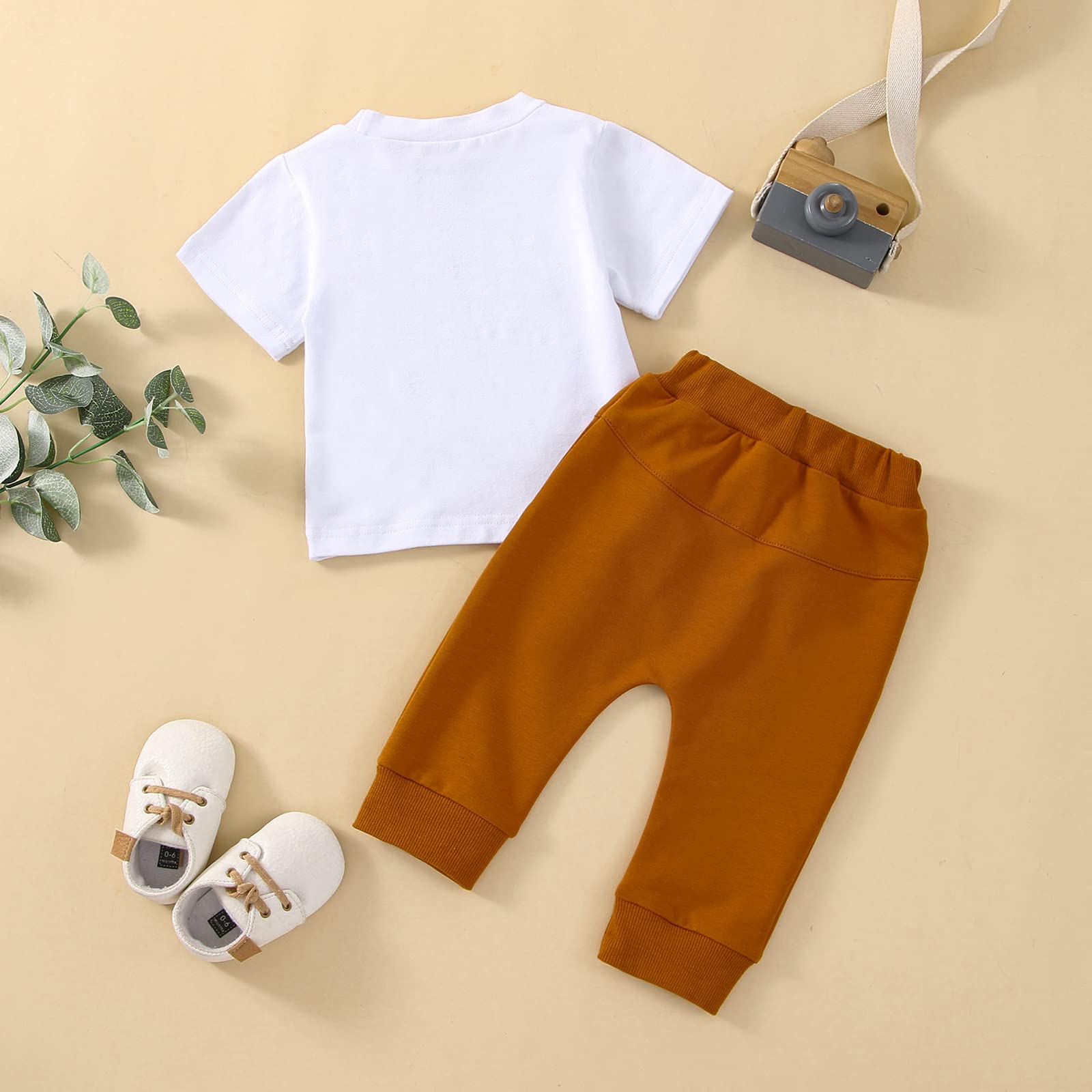 Toddler Baby Boy Clothes Set - Short Sleeve T-Shirt & Pants Outfit with Pockets | Newborn Boy Summer Outfits | Perfect for Playdates, Daycare & Family Photos