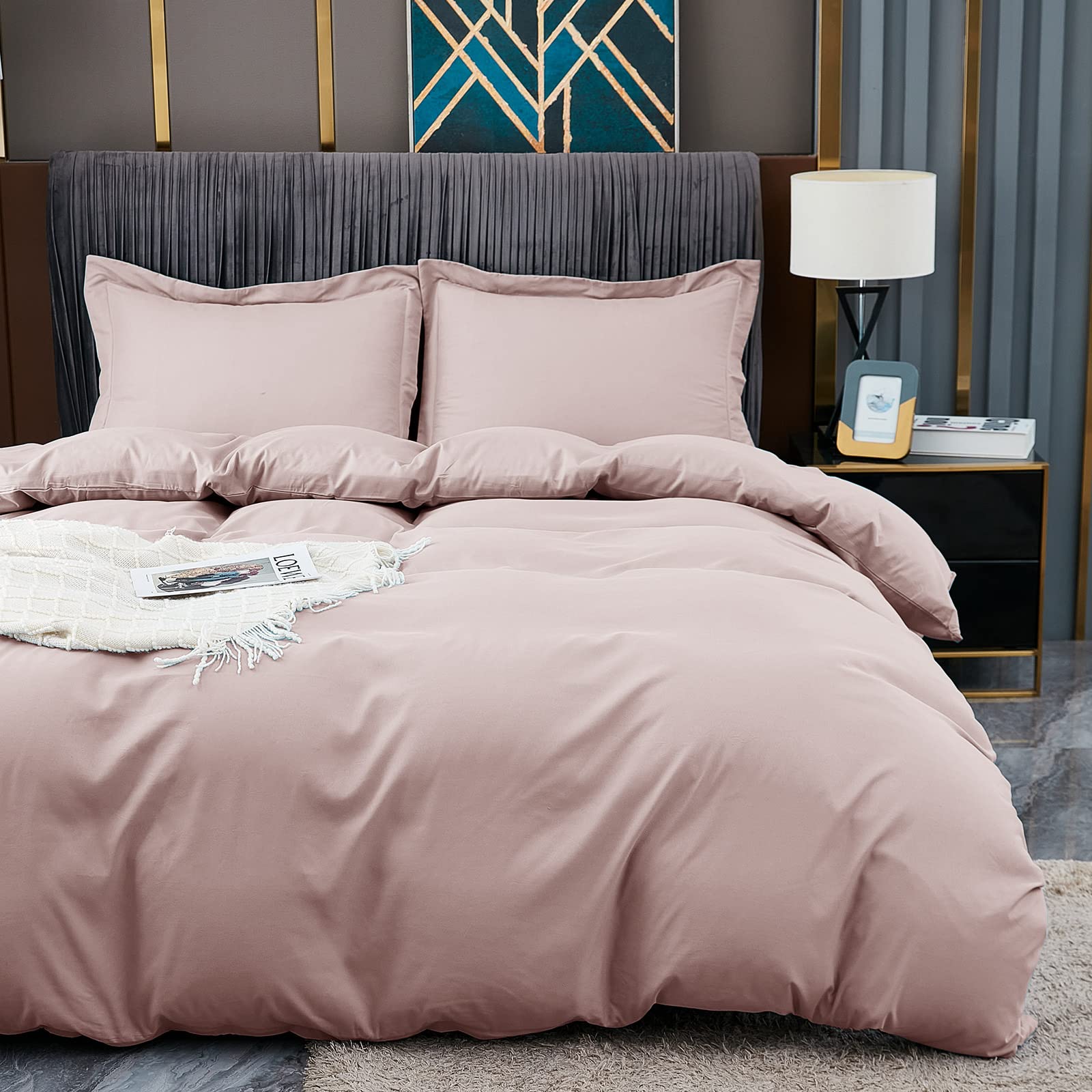 BBANGD Twin Duvet Cover Set - Ultra Soft & Breathable Washed Microfiber 3-Piece Bedding with Zipper Closure (Duvet Cover + 2 Pillow Shams) in Pink - Perfect for Cozy Bedrooms, Guest Rooms & Dorm Decor