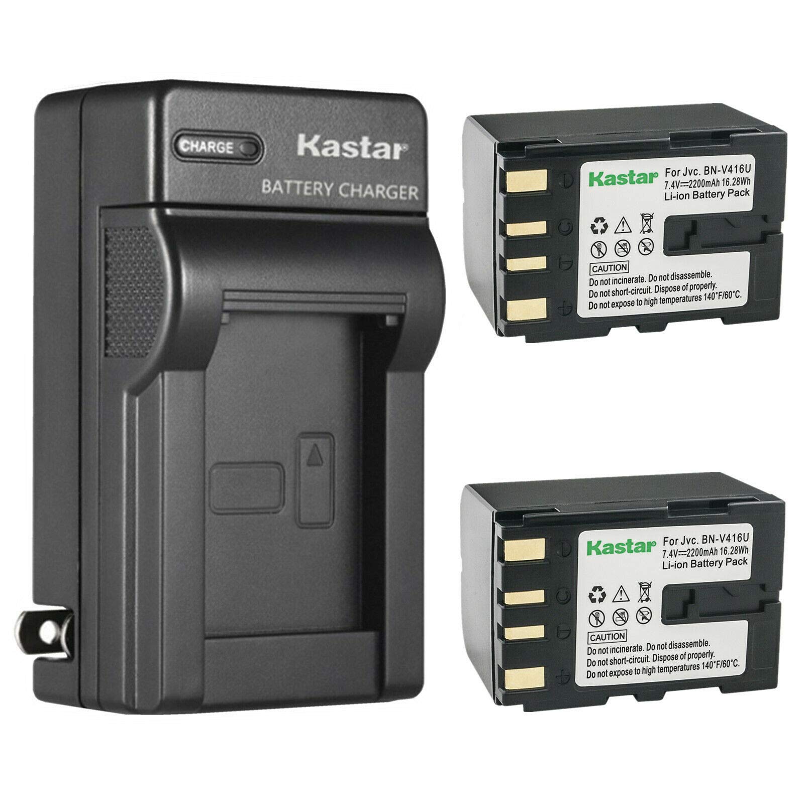 Kastar 2-Pack Replacement Battery & AC Wall Charger for JVC GR-D Series Camcorders - Compatible with GR-D91US, GR-D92, GR-D93, GR-D94, GR-D95US, GR-D200US, GR-D220, GR-D225, GR-D228, GR-D230 - Perfect for Travel, Home Videos & Professional Filming