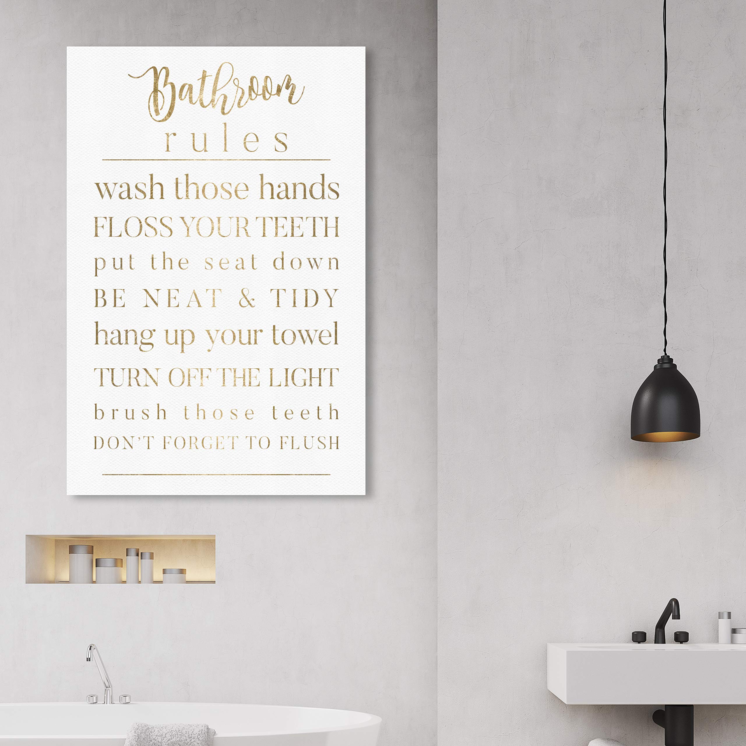 Oliver Gal Artist Co. Bath Wall Art Canvas Prints - Elegant Bathroom Rules Home Décor, 30