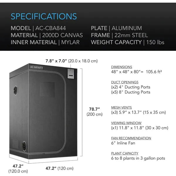 AC Infinity 4x4 Grow Tent with Ventilation Kit - Complete Indoor Hydroponic System for Home Gardening & Plant Cultivation