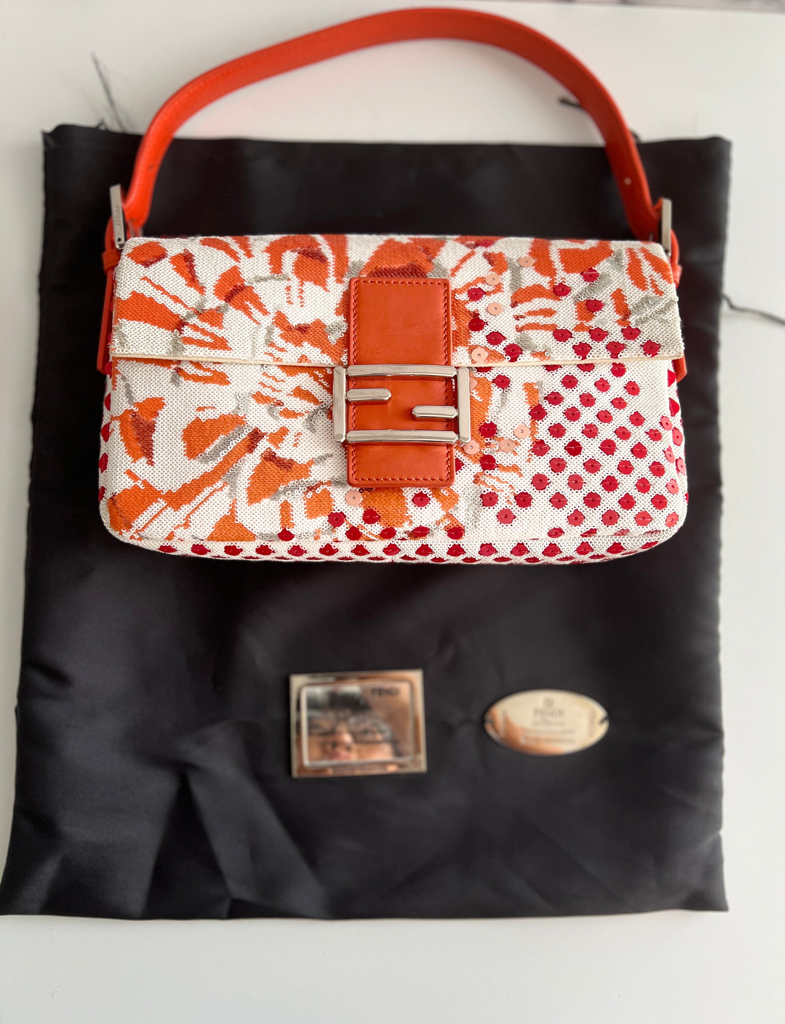 Fendi Selleria Sequin Baguette Bag - Luxury Crossbody Purse for Women | Perfect for Parties, Weddings & Evening Events