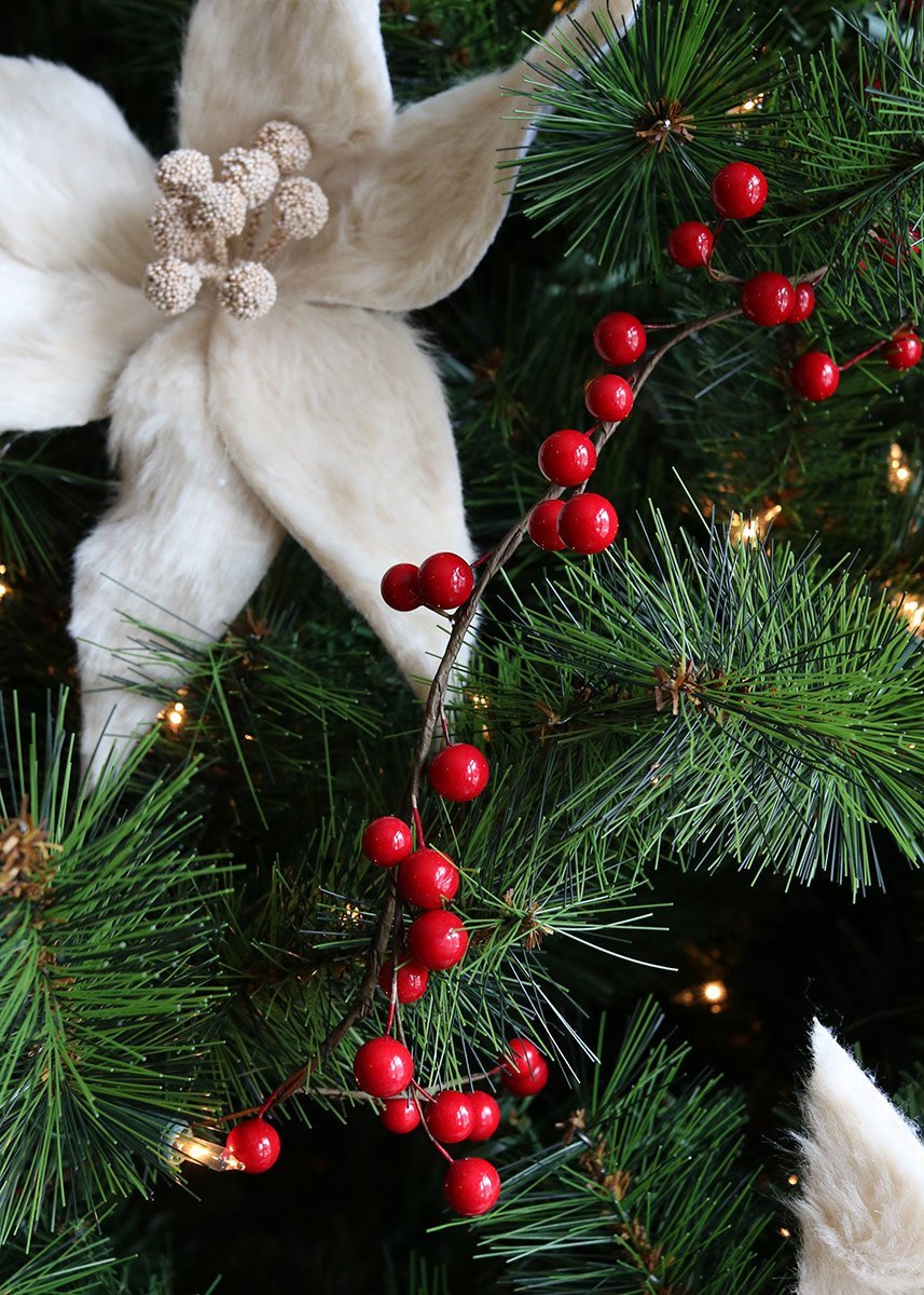 6ft Red Berry Wired Garland - Shiny Christmas Decor for Home & Party