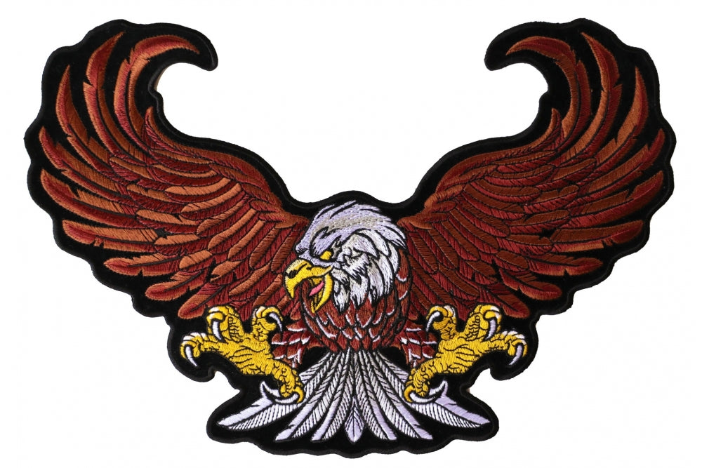 Big Brown Eagle Patch - Premium Embroidered Iron-On Applique for Jackets, Hats & Bags | DIY Sewing & Craft Supplies for Patriotic Decorations
