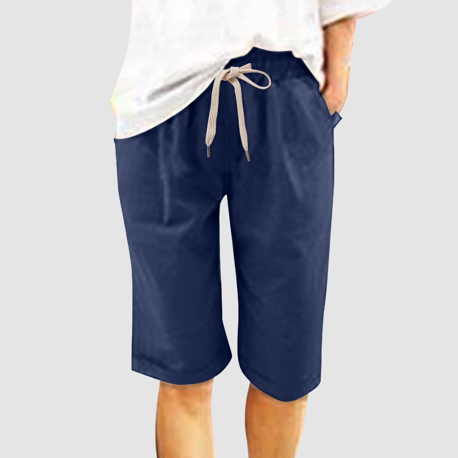 2024 Women's Bermuda Shorts - Casual Beach Drawstring with Pocket | Summer Vacation & Travel