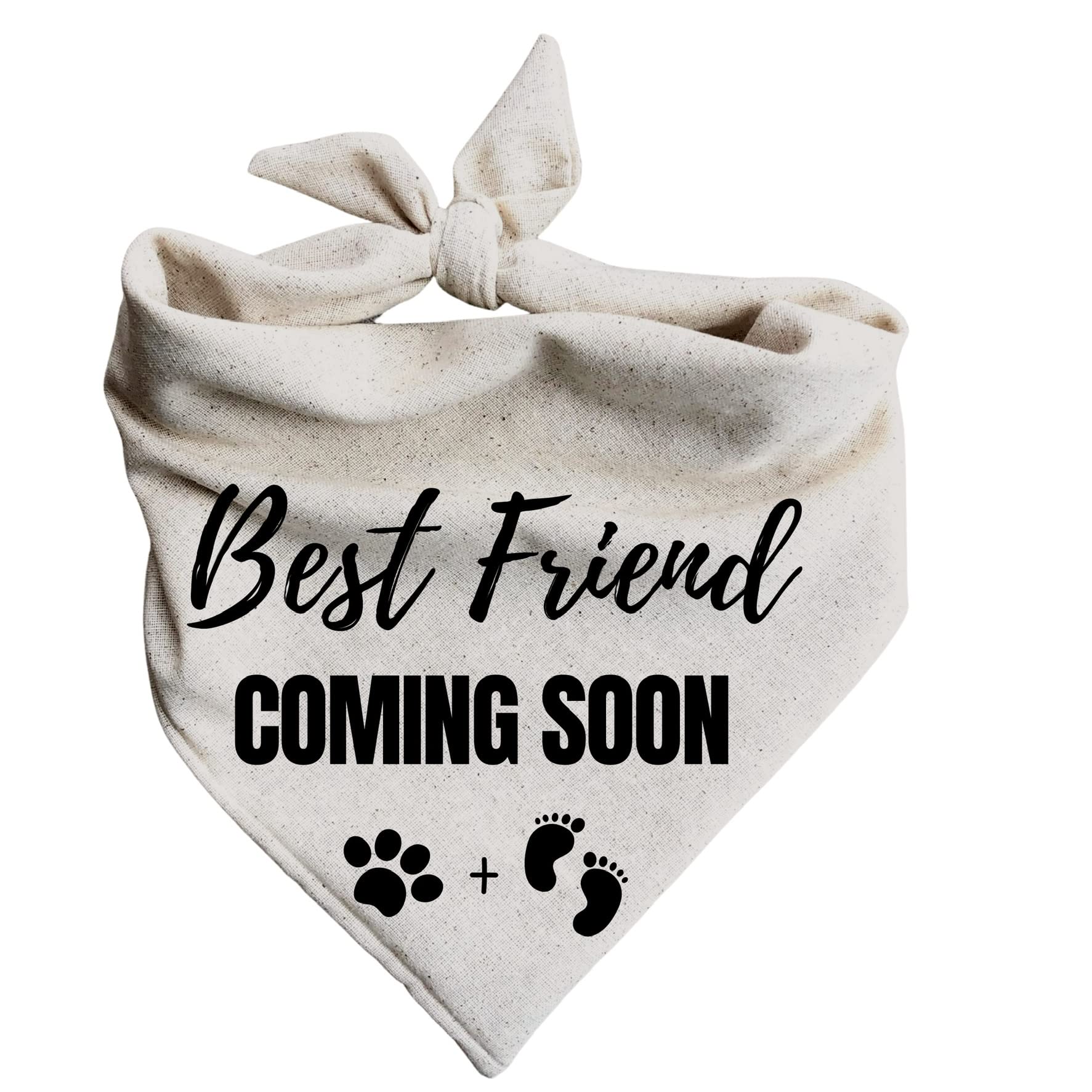 Best Friend Coming Soon Dog Bandana - Pregnancy Announcement Creamy Oatmeal Large - Perfect for Gender Reveal & Baby Shower Celebrations