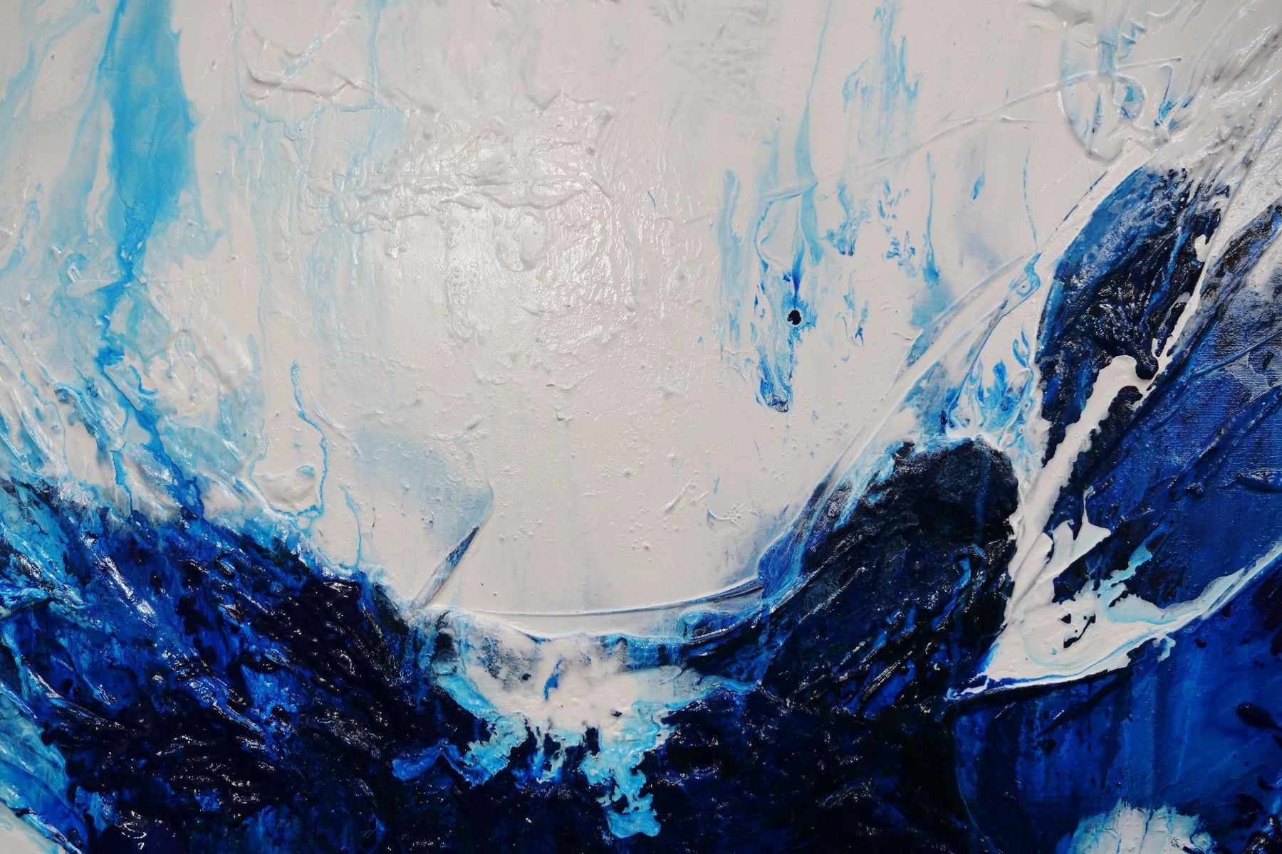 Blueberry Falls 120cm x 150cm Blue White Textured Abstract Canvas Wall Art - Perfect for Living Room, Bedroom & Office Decor