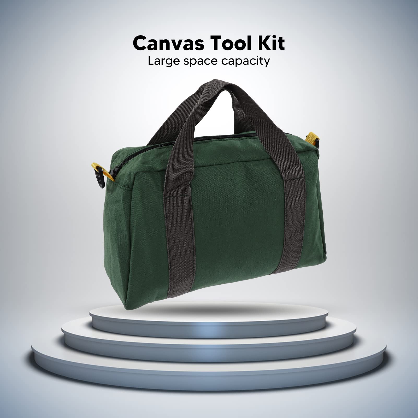 **12 Inch Wide Mouth Waterproof Canvas Tool Tote Bag – Portable Multifunctional High Capacity Tool Organizer for Vehicle Maintenance, Carpentry & Technicians – Durable Green Tool Storage Bag for Work, Travel & Outdoor Projects**