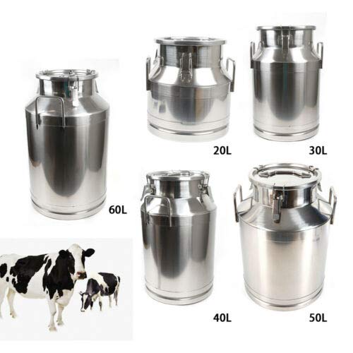 40L/10.5 Gallon Stainless Steel Milk Can & Wine Fermentation Bucket - Heavy Duty Food Grade Container with Airtight Lid for Home Brewing, Cheese Making, and Farm Storage (Ideal for Dairy, Winemaking & Agriculture Use)
