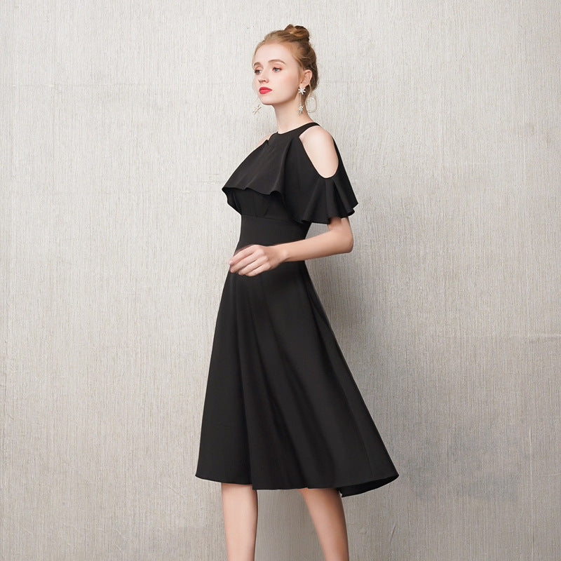 Elegant Black Evening Dress for Women 2025 - Long Sleeve Banquet Gown for Vocal, Piano Performances & Art Exams | Perfect for Formal Events, Weddings & Special Occasions