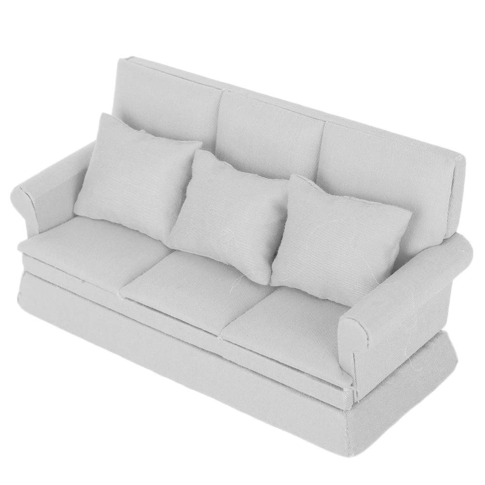 Mini Wooden Dollhouse Sofa with Pillow - Portable Kids Furniture for American Girl Dolls & 18