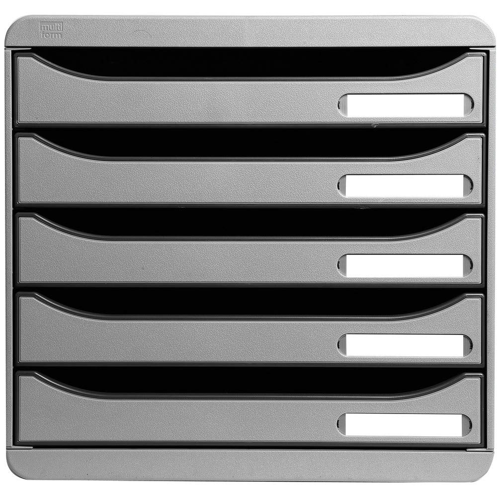 Exacompta Big-Box Plus 5-Drawer Office Storage Cabinet - Light Grey for Home & Office Organization | File Storage Solution for Documents, Supplies & Stationery