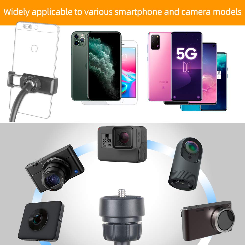 2023 Upgraded Webcam Light Stand with Ring Light & Phone Holder - Adjustable LED Desk Light for Live Streaming, YouTube Videos, Zoom Calls, Makeup & Gaming - Compatible with Computer, Laptop & Smartphone