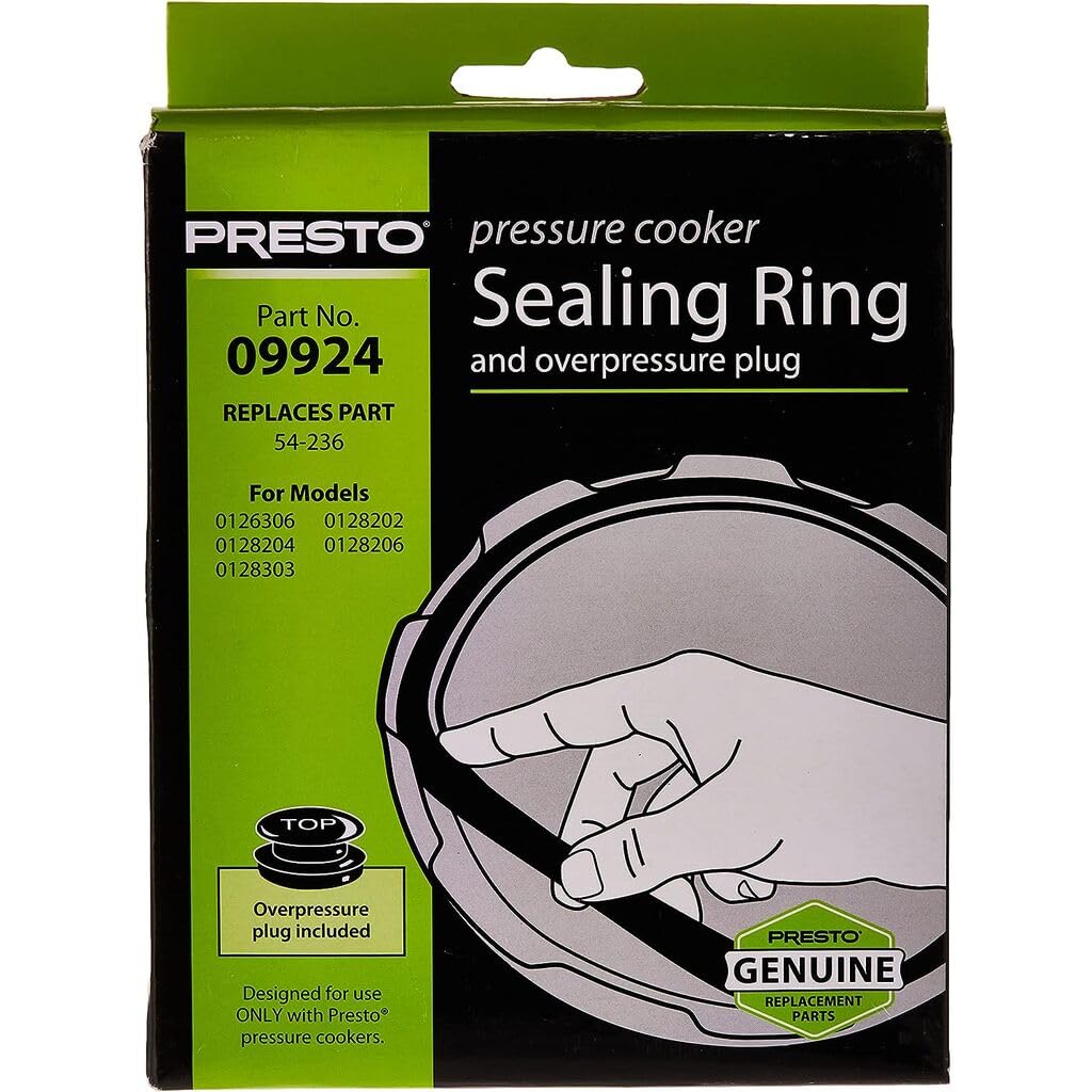 Presto 09924 Pressure Cooker Sealing Ring & Overpressure Plug Replacement Kit - Compatible with Super 6 & 8 Quart Models - Perfect for Home Cooking, Canning & Meal Prep