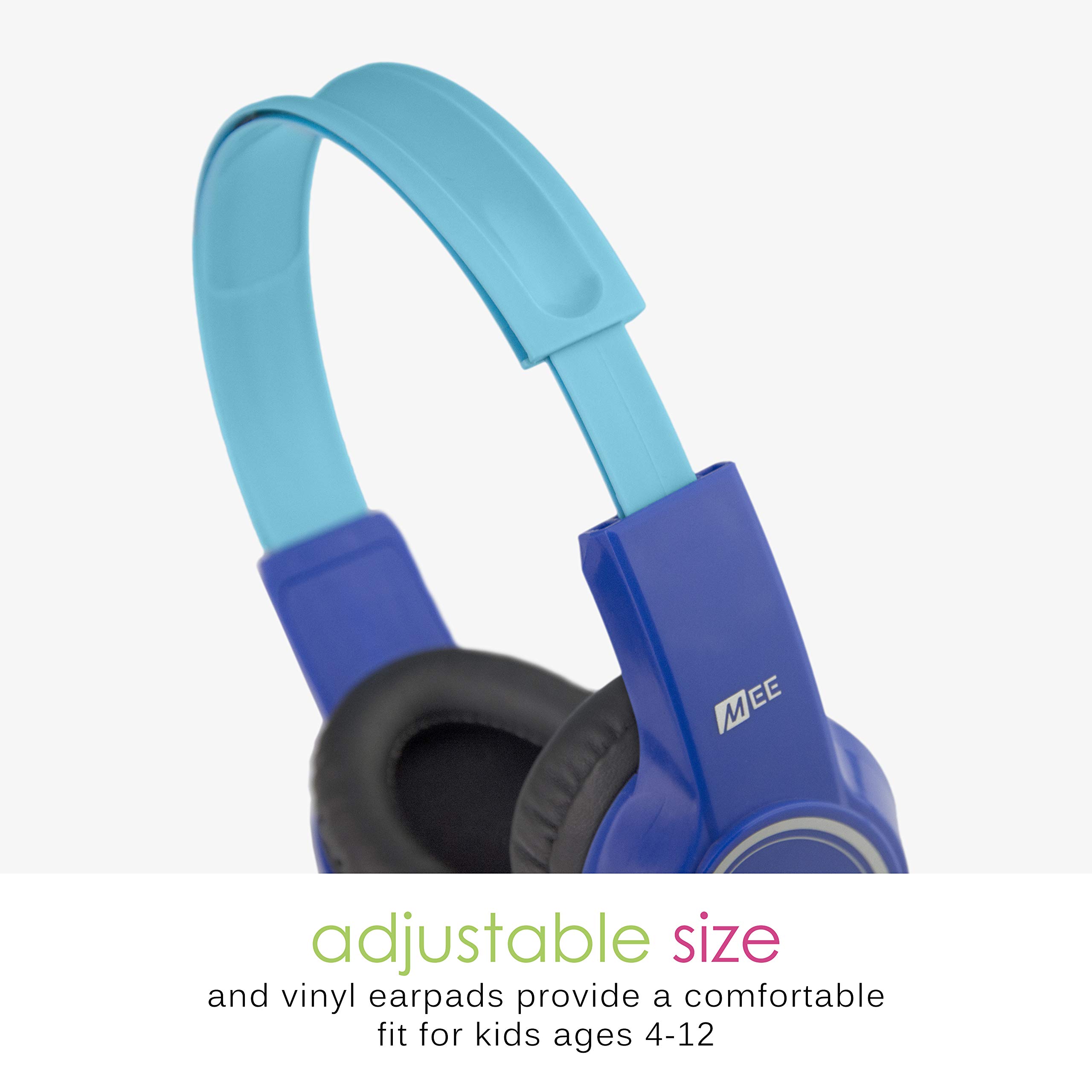 MEE audio KidJamz 3 Kids Safe Volume Limited Headphones with Built-in Mic - Adjustable On-Ear Headset with 3.5mm Jack & Tangle-Free Cord for Online Learning, School, Travel, Tablet - Perfect for Distance Education, Homeschooling, and Airplane Entertainment