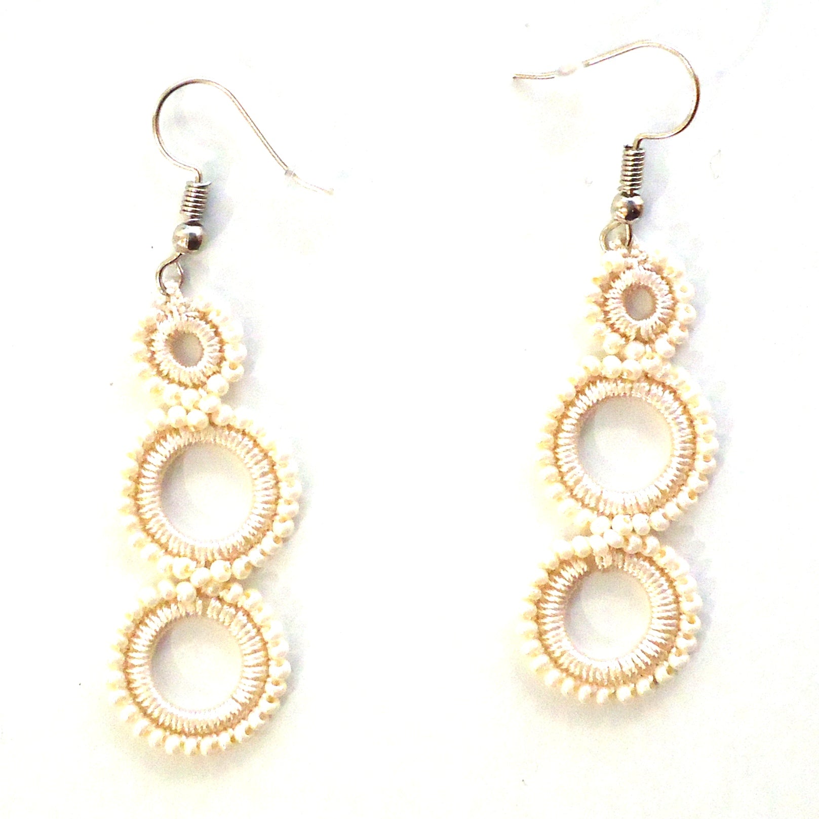 Elegant Cream Circle Earrings for Women - Boho Chic Dangle Hoop Earrings - Perfect for Parties, Weddings & Everyday Wear