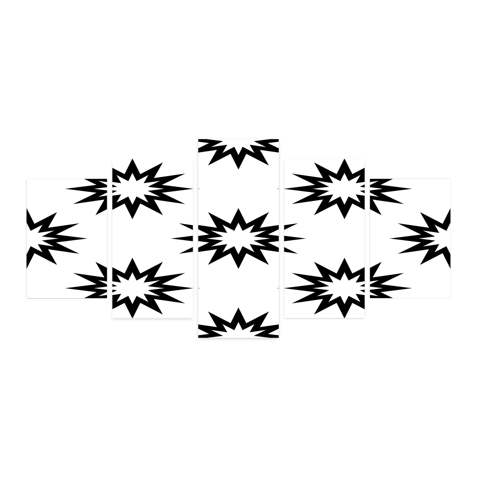 Ambesonne Monochrome 5-Panel Acrylic Glass Wall Art - Modern Abstract Zigzag Sunburst Design in Charcoal Grey & Multicolor - 60