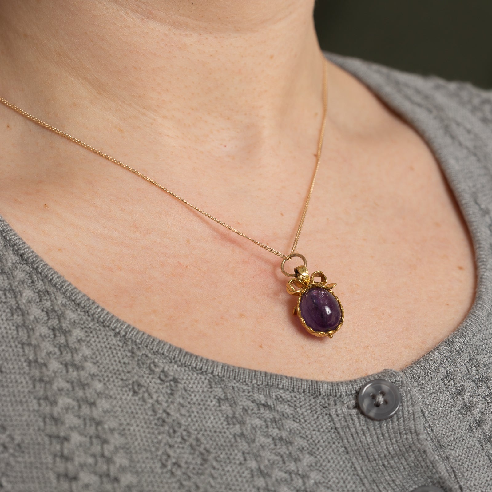 16.00ct Cavelti Amethyst Egg Charm Pendant - Elegant Purple Gemstone Jewelry for Women, Gift for Mother's Day, Birthday & Special Occasions