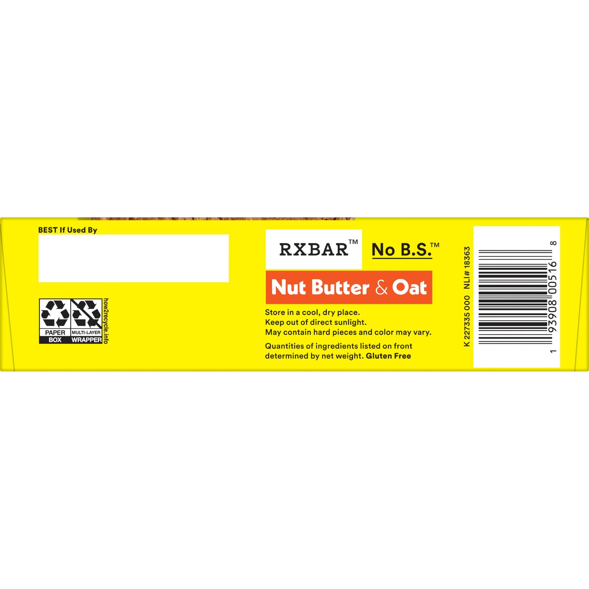 RXBAR Nut Butter and Oat Protein Bars - Honey Cinnamon Peanut Butter Flavor, 9.7oz Box (5 Bars) | High Protein Snacks for Workouts, Hiking & On-the-Go Energy
